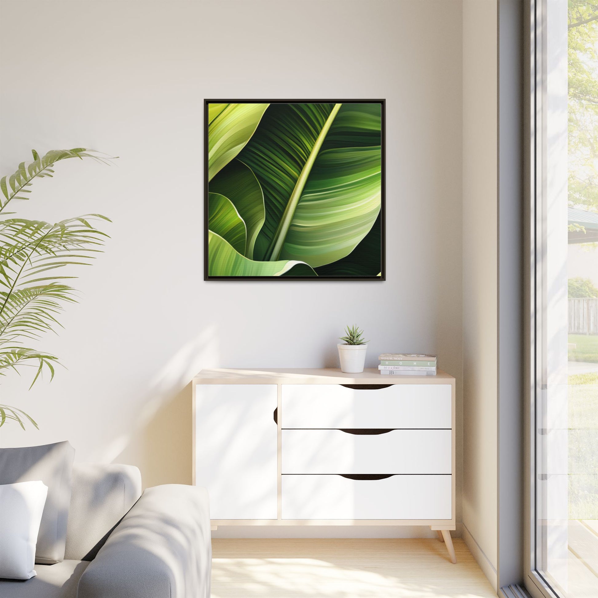 Framed Matte Canvas Tropical Leaf