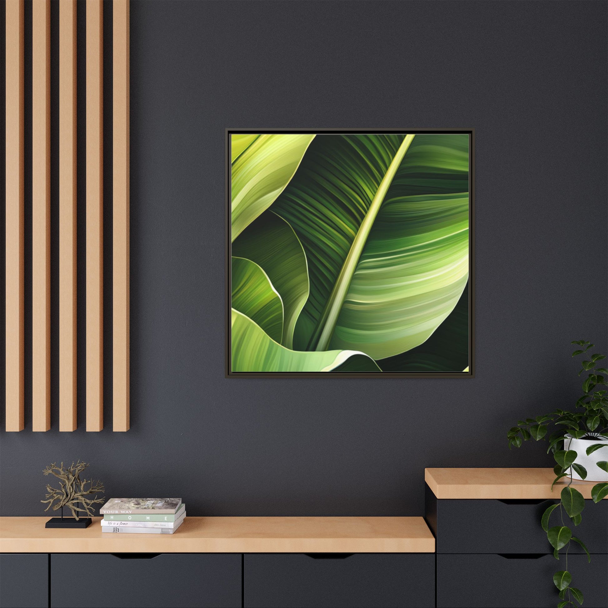Framed Matte Canvas Tropical Leaf