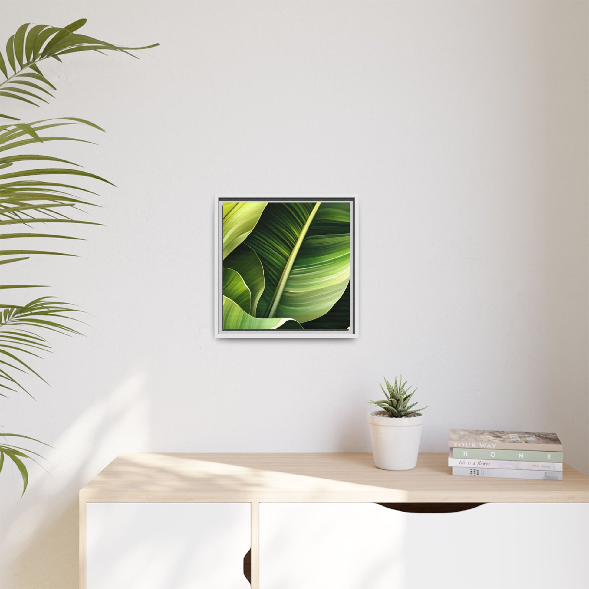 Framed Matte Canvas Tropical Leaf