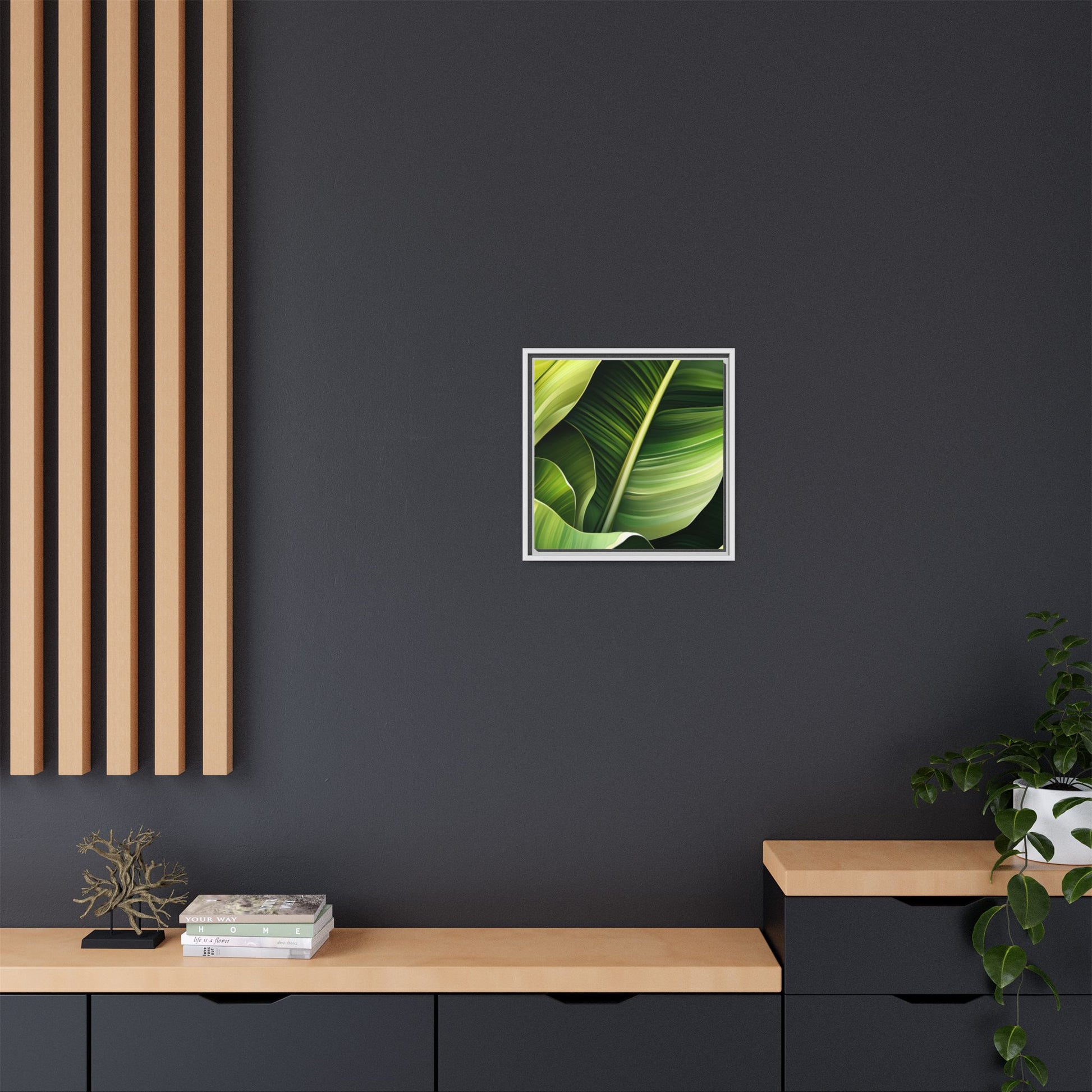 Framed Matte Canvas Tropical Leaf