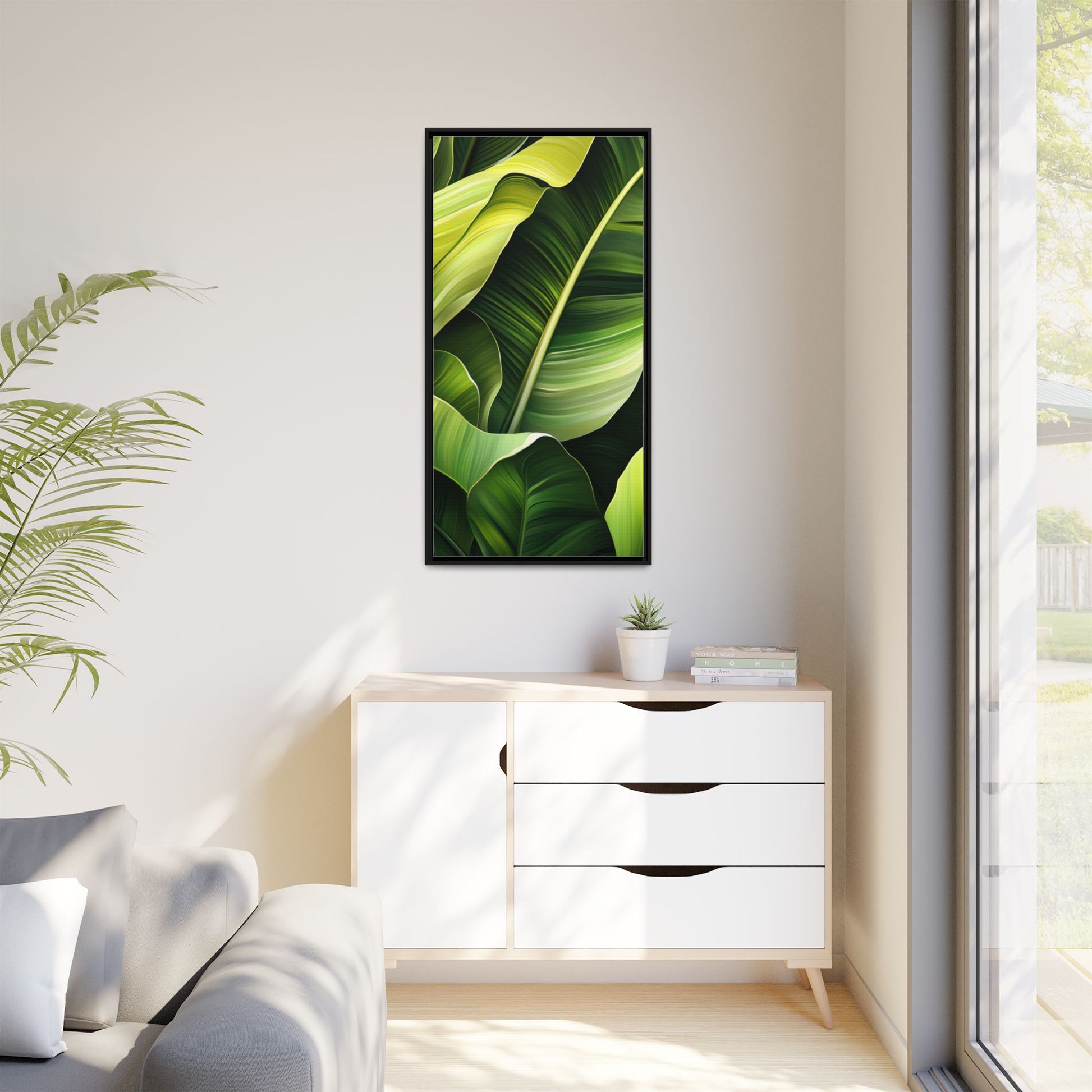 Framed Matte Canvas Tropical Leaf