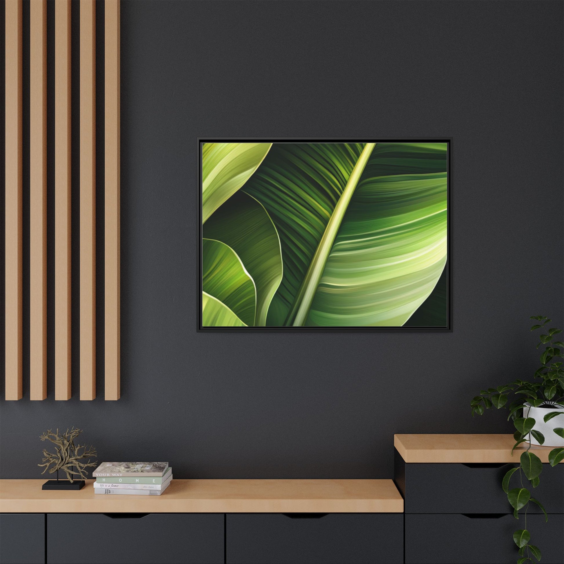 Framed Matte Canvas Tropical Leaf