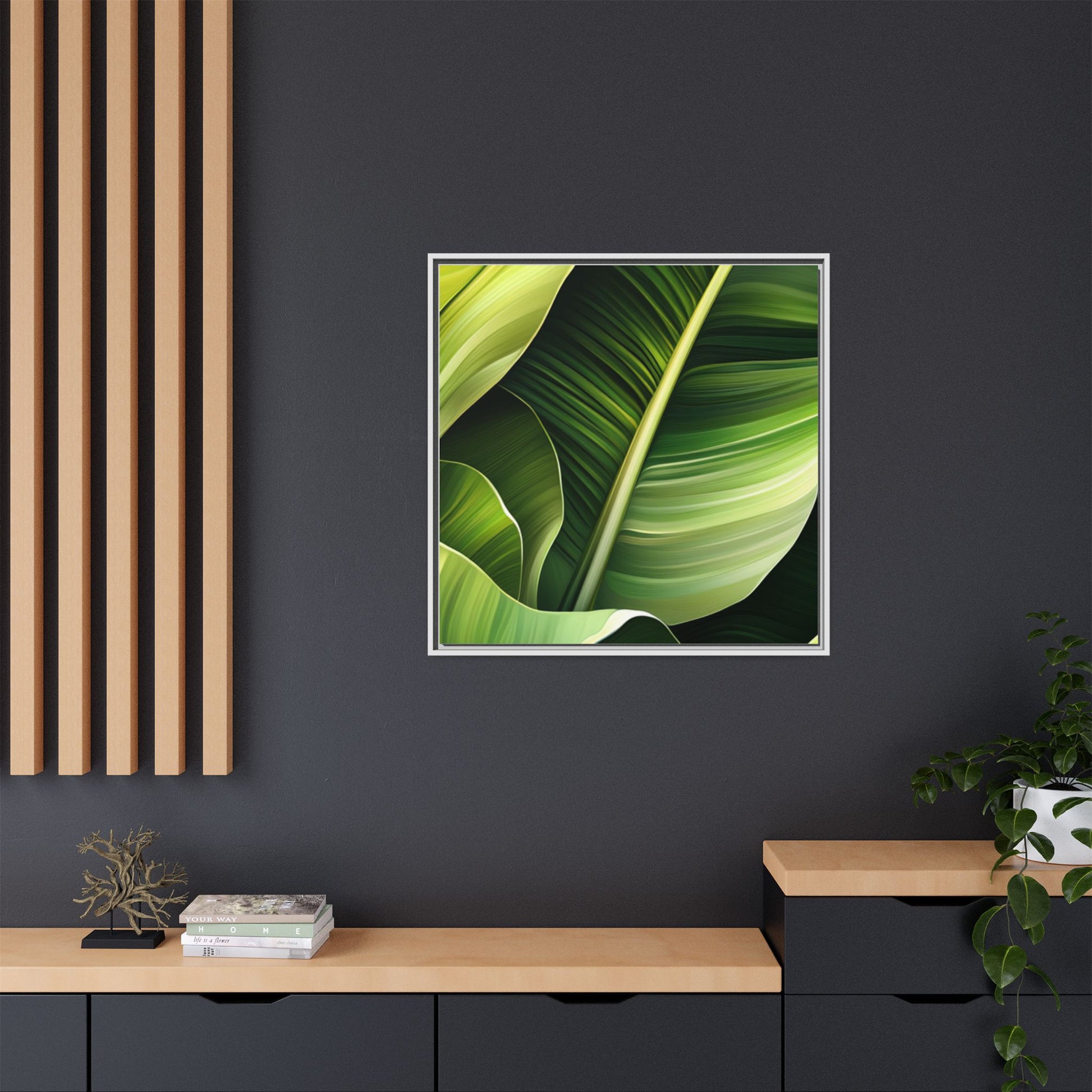 Framed Matte Canvas Tropical Leaf