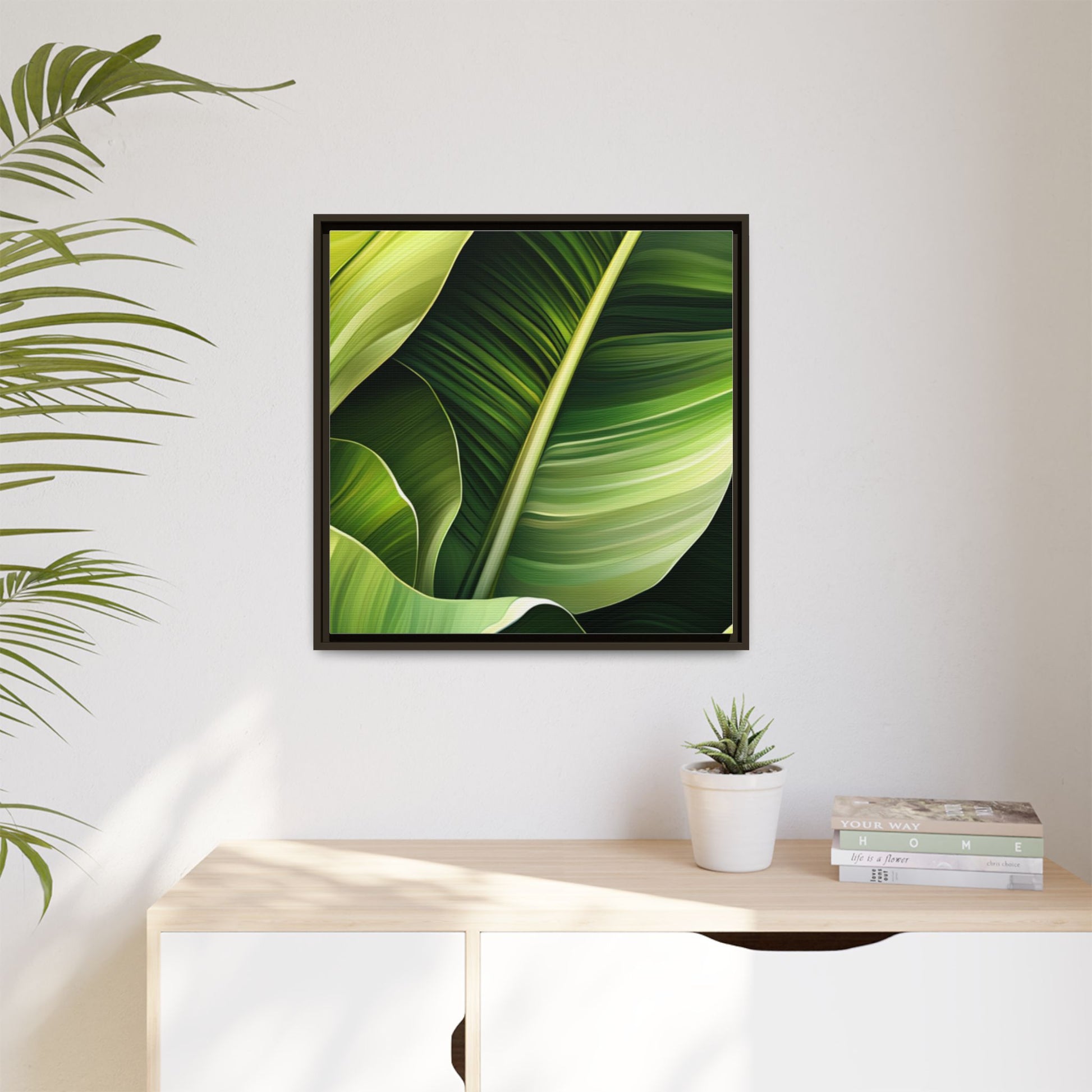 Framed Matte Canvas Tropical Leaf