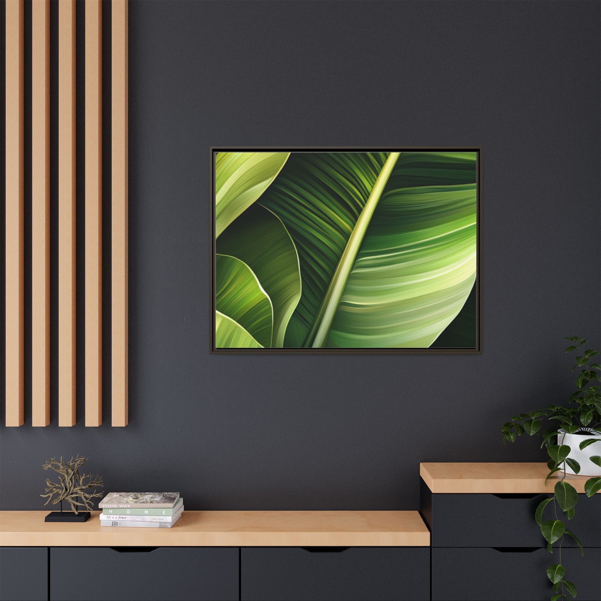 Framed Matte Canvas Tropical Leaf