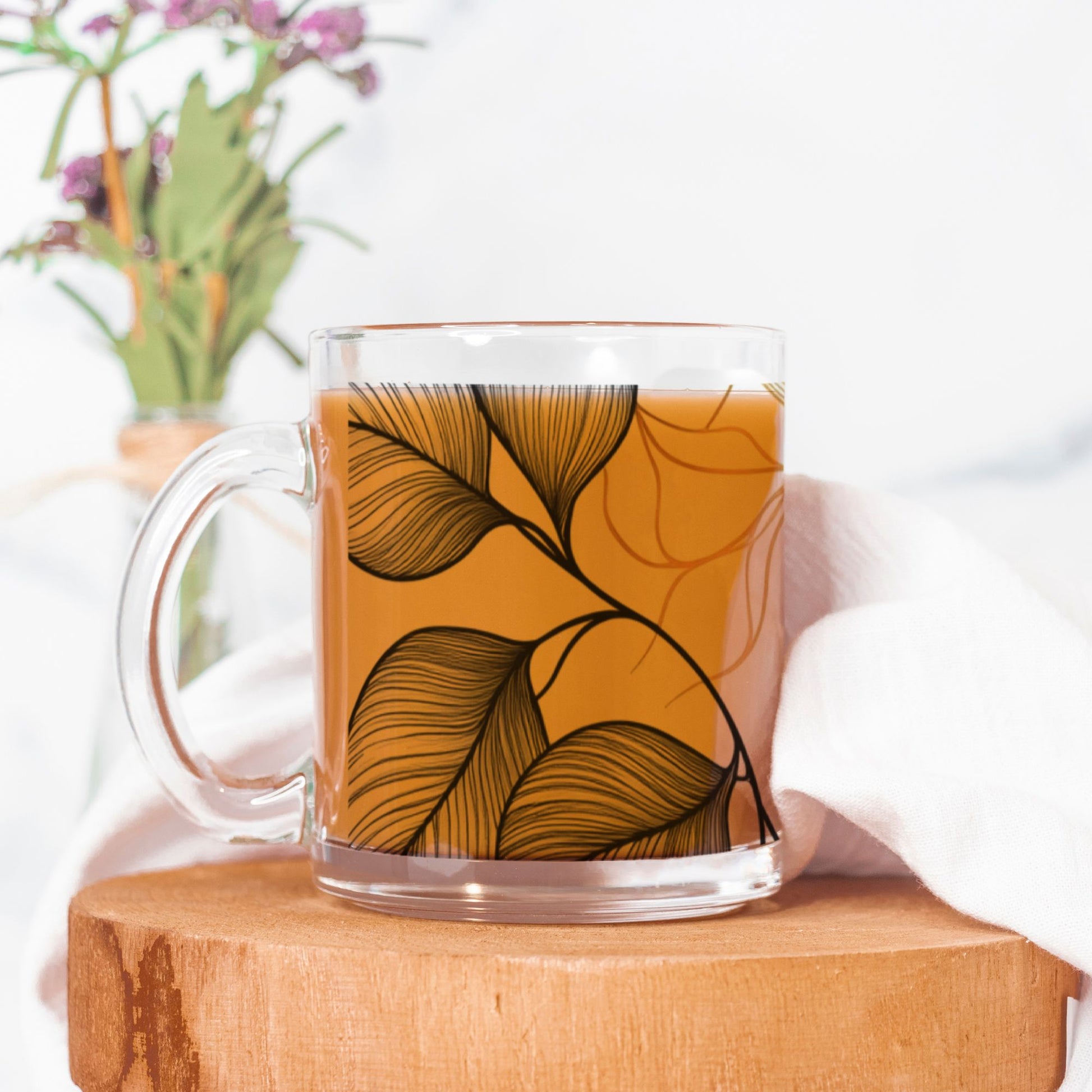 "Sophisticated Fronds" Glass Mug