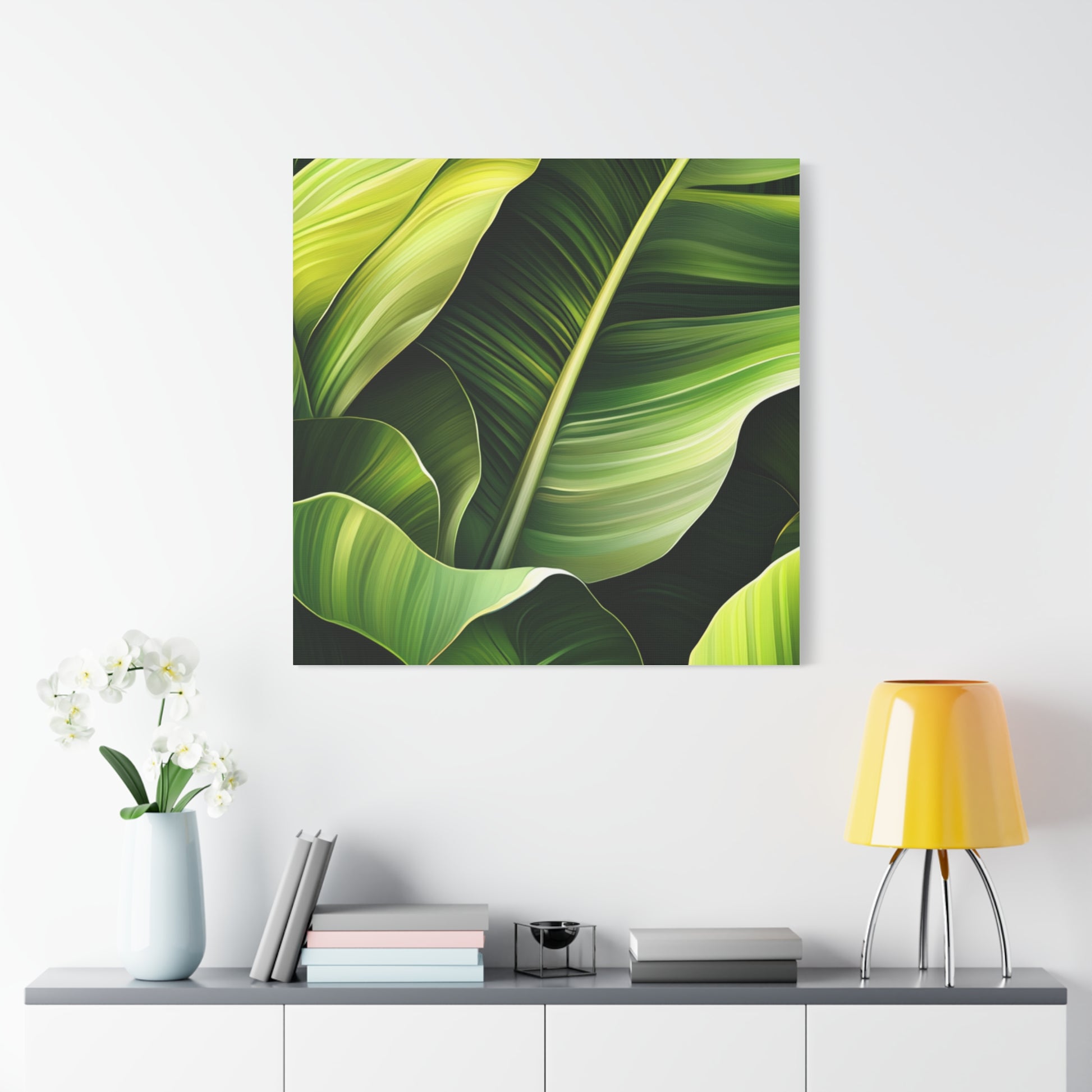 Leafy Green Canvas Art, Modern Home Decor, Tropical Wall Art, Nature-Inspired Print, Botanical Decor, Gift for Plant Lovers