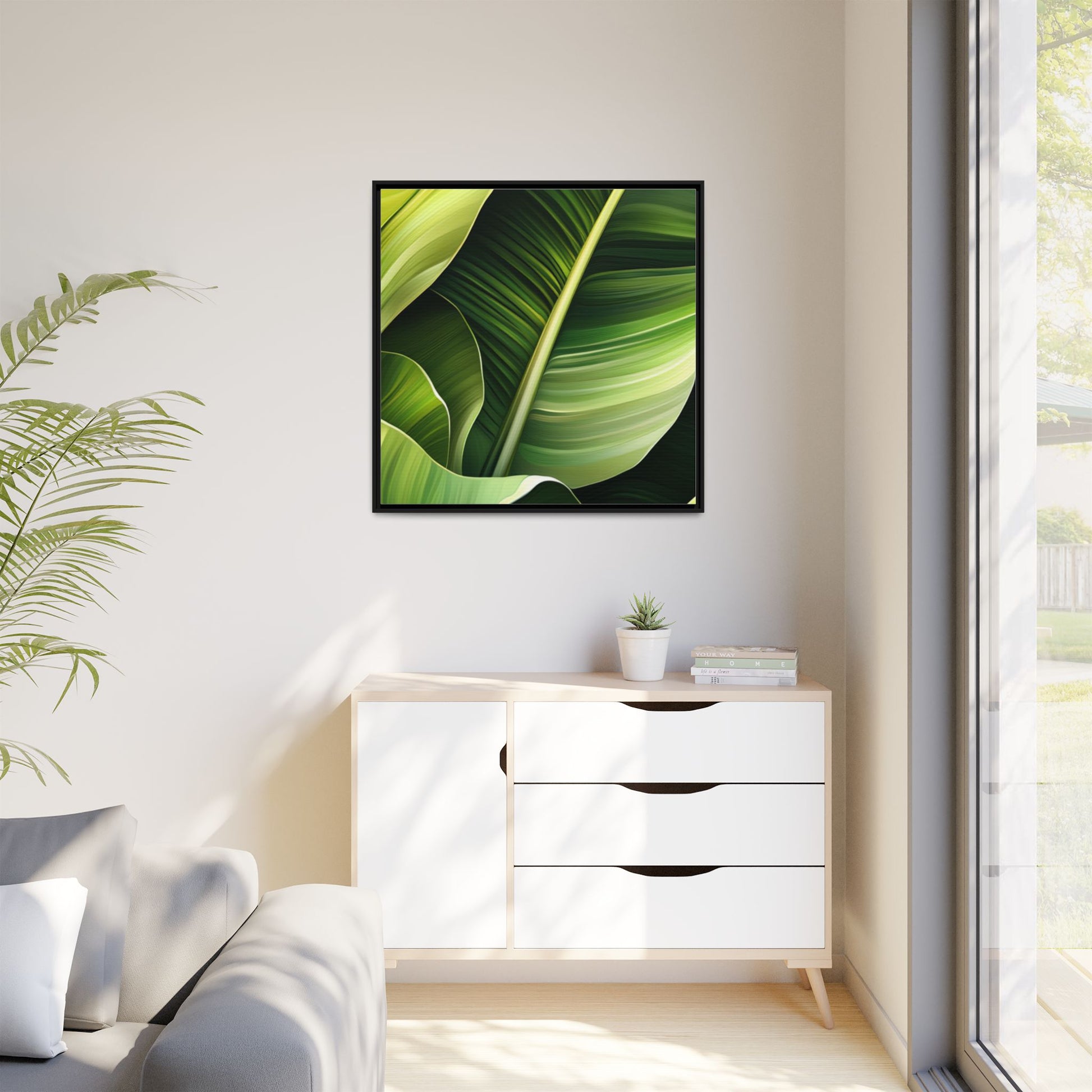 Framed Matte Canvas Tropical Leaf