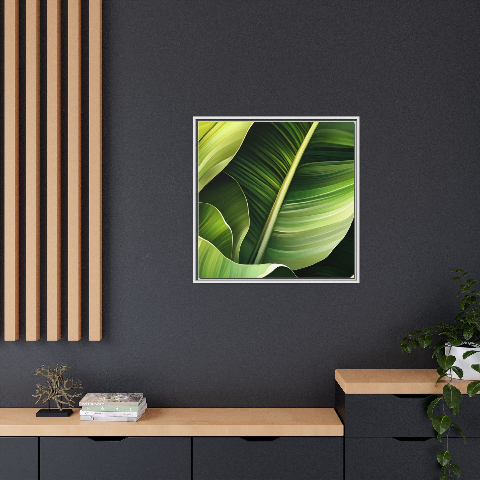 Framed Matte Canvas Tropical Leaf