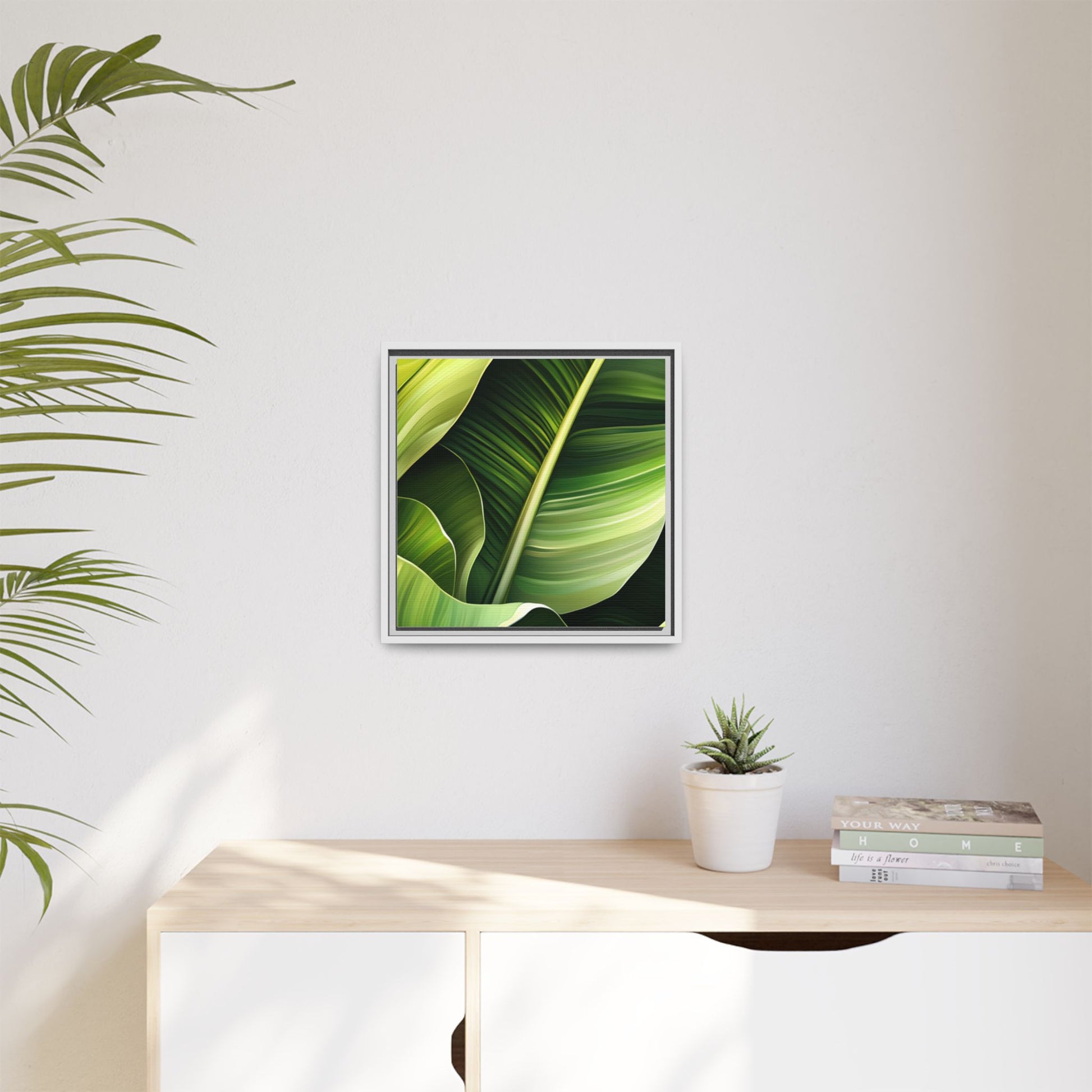 Framed Matte Canvas Tropical Leaf