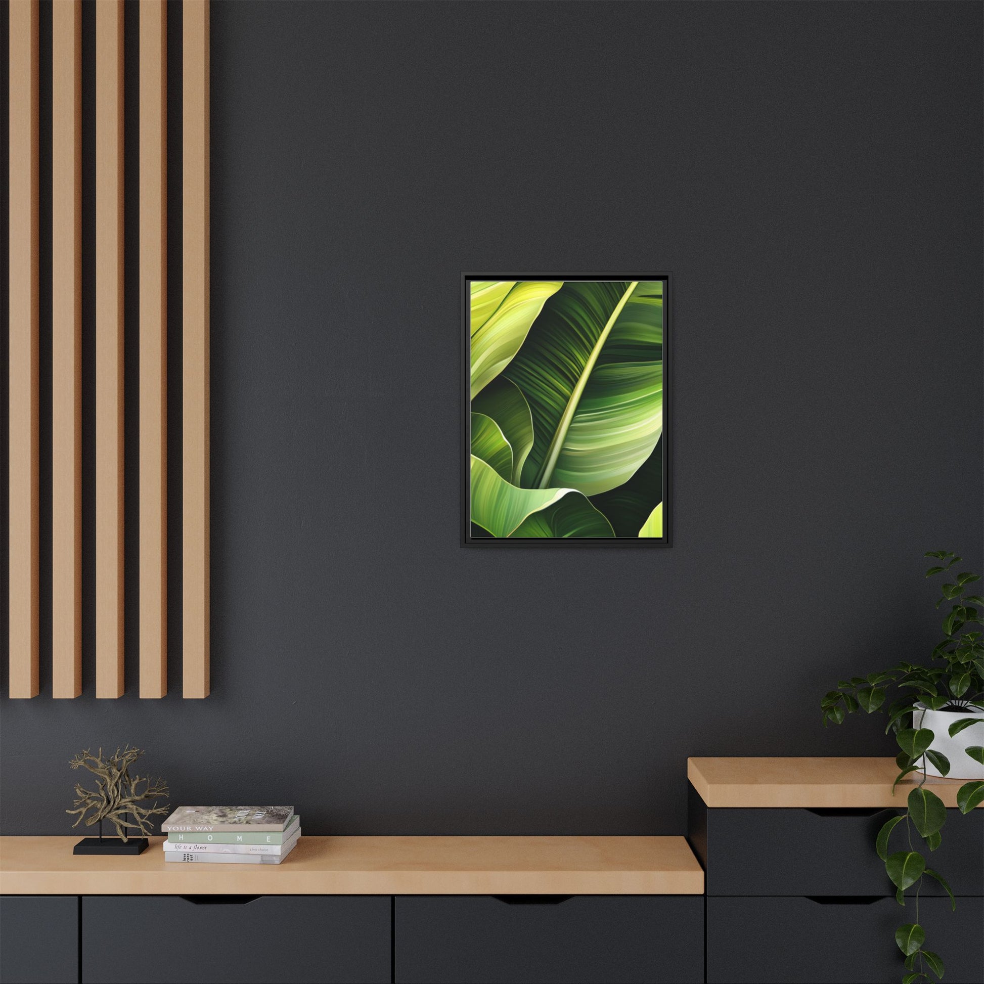 Framed Matte Canvas Tropical Leaf