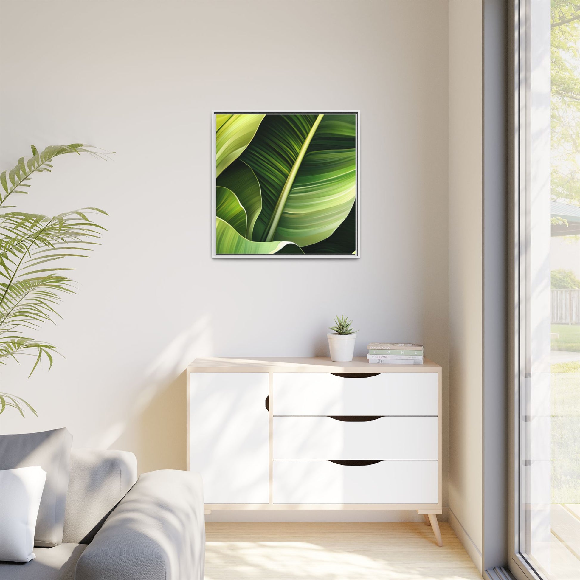 Framed Matte Canvas Tropical Leaf