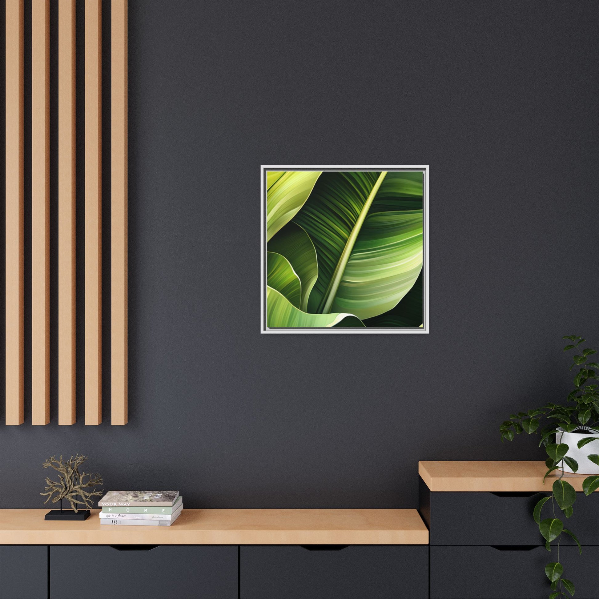Framed Matte Canvas Tropical Leaf