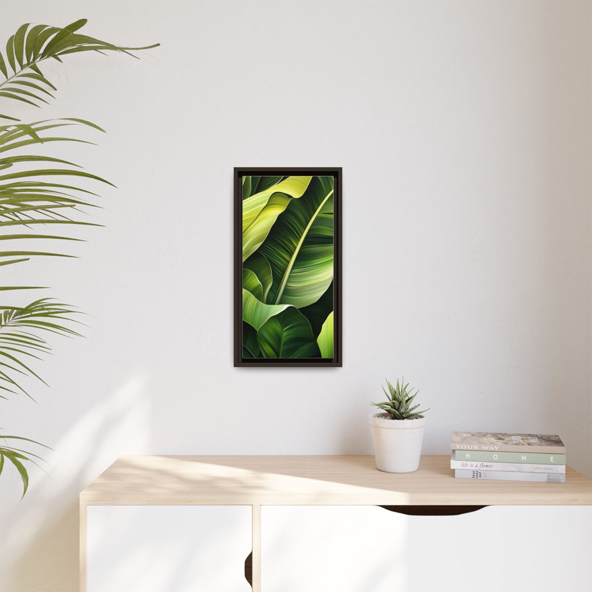 Framed Matte Canvas Tropical Leaf