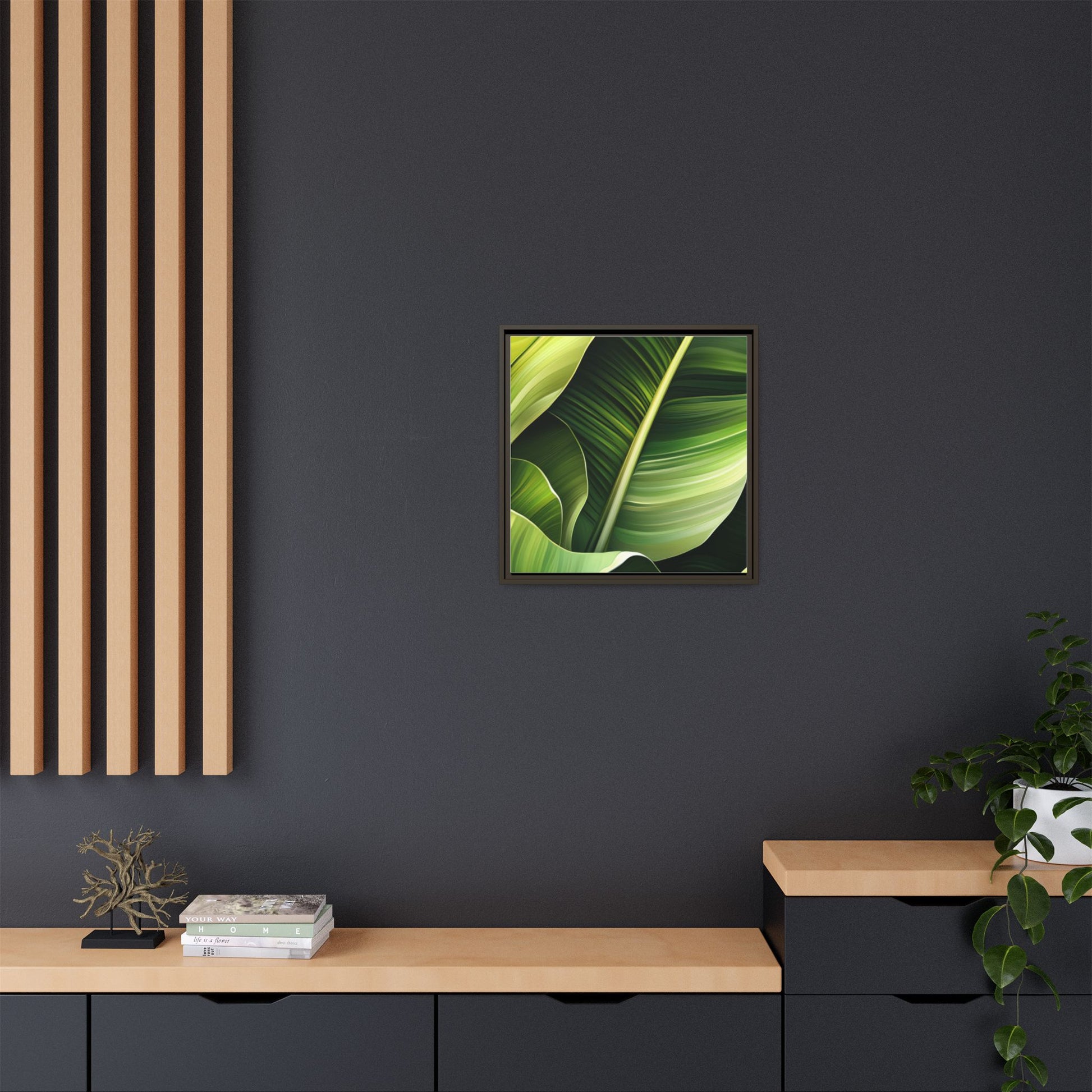 Framed Matte Canvas Tropical Leaf