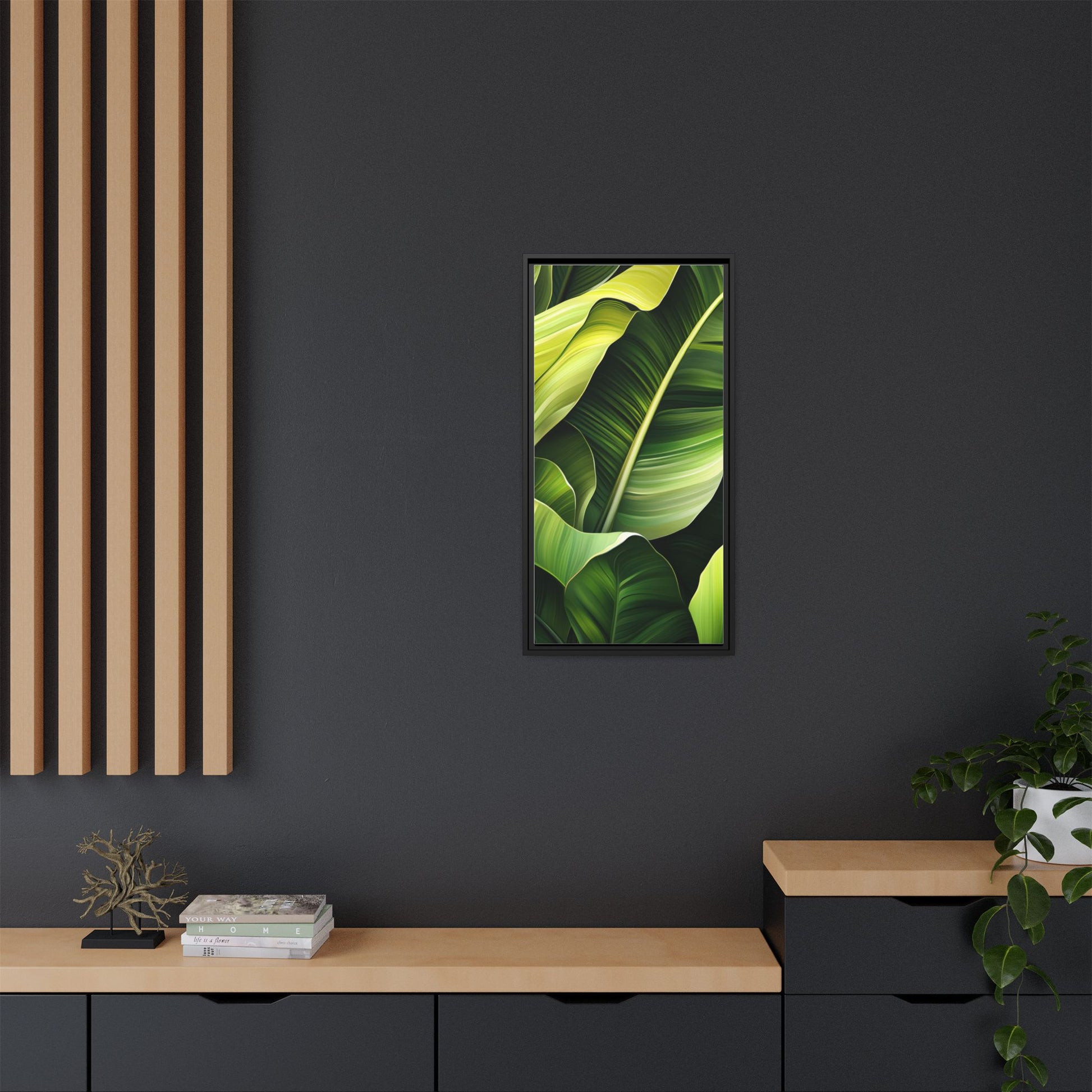 Framed Matte Canvas Tropical Leaf