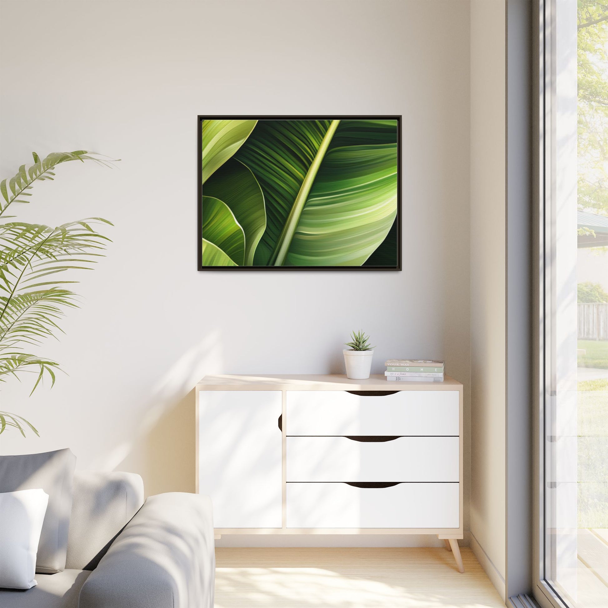 Framed Matte Canvas Tropical Leaf