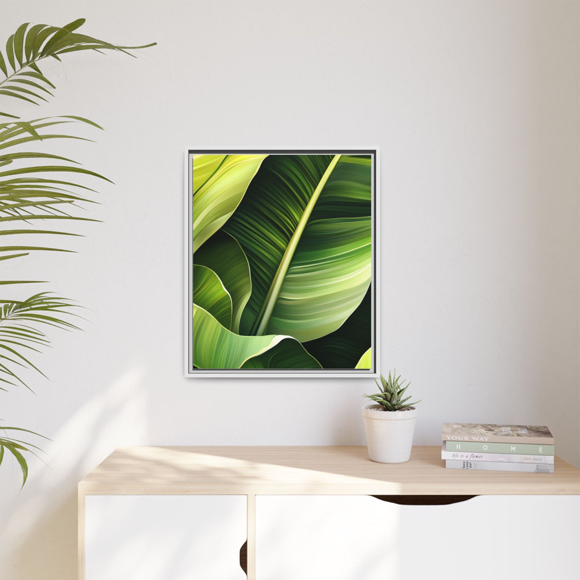 Framed Matte Canvas Tropical Leaf