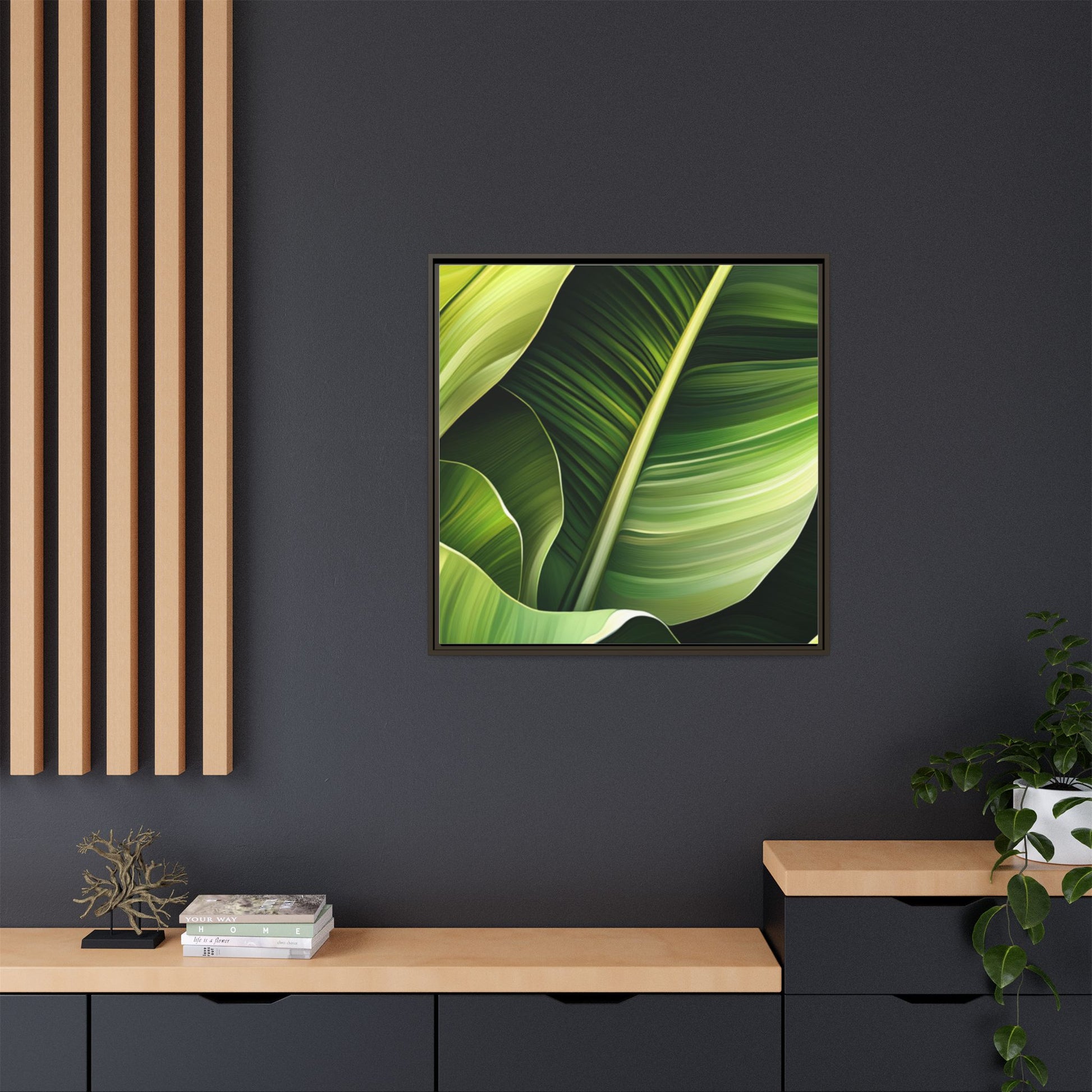 Framed Matte Canvas Tropical Leaf