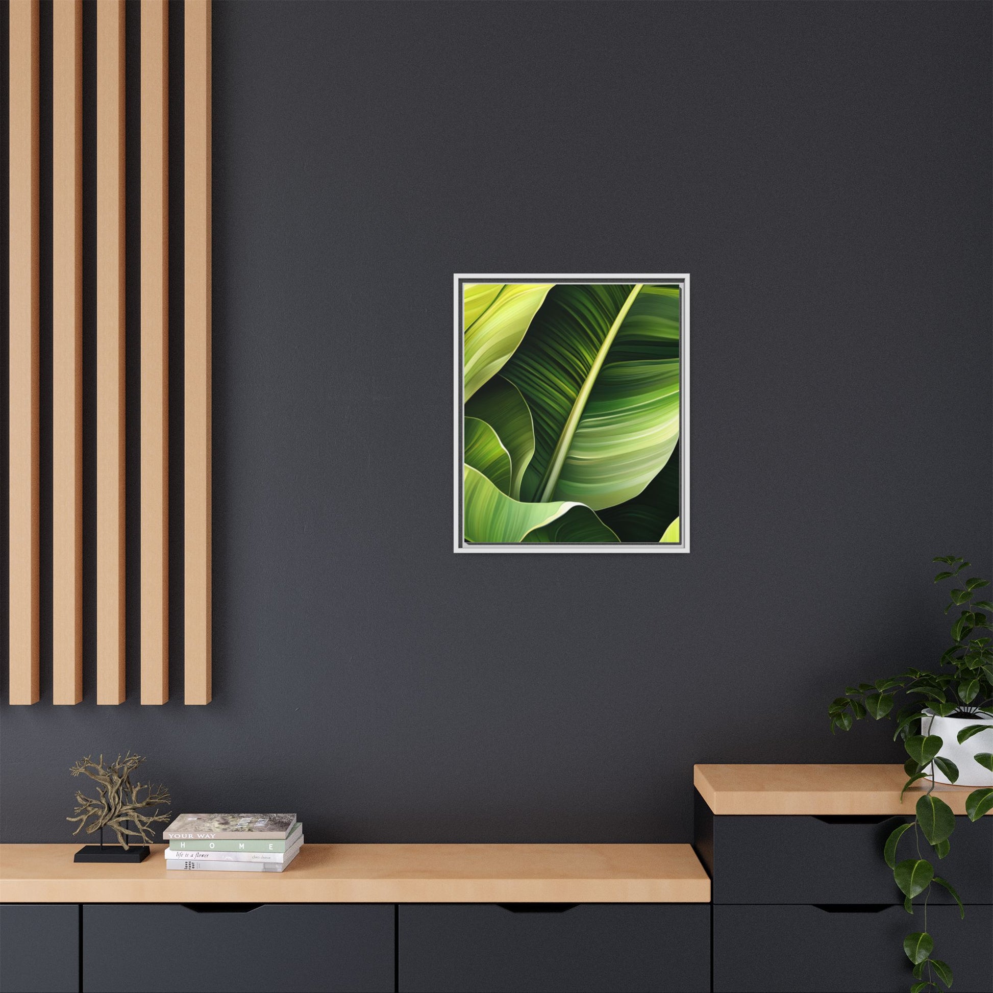 Framed Matte Canvas Tropical Leaf