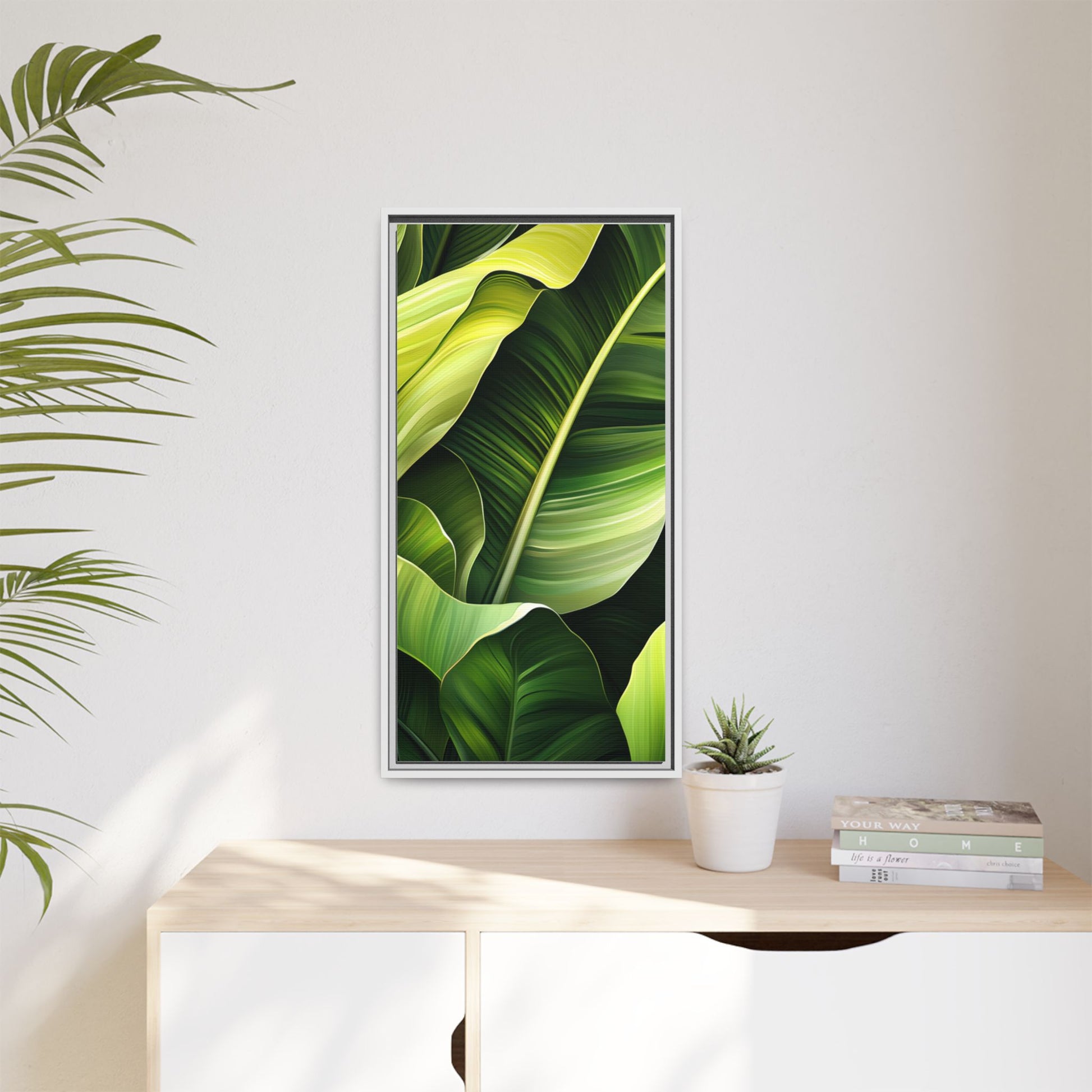 Framed Matte Canvas Tropical Leaf