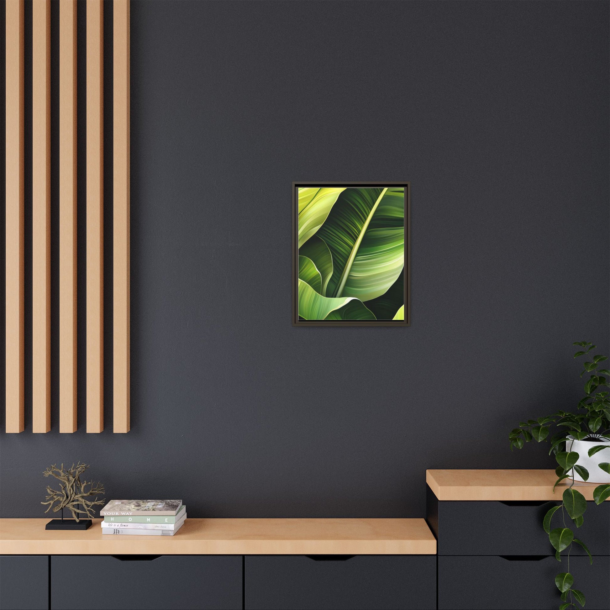 Framed Matte Canvas Tropical Leaf