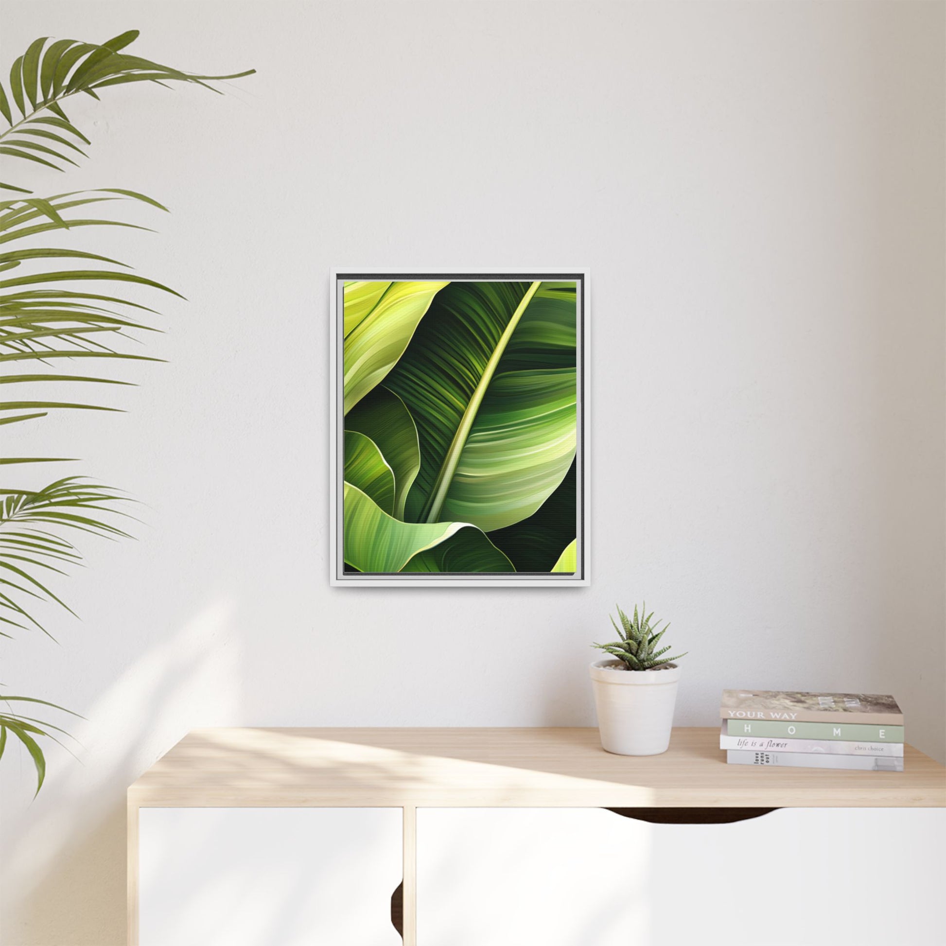 Framed Matte Canvas Tropical Leaf