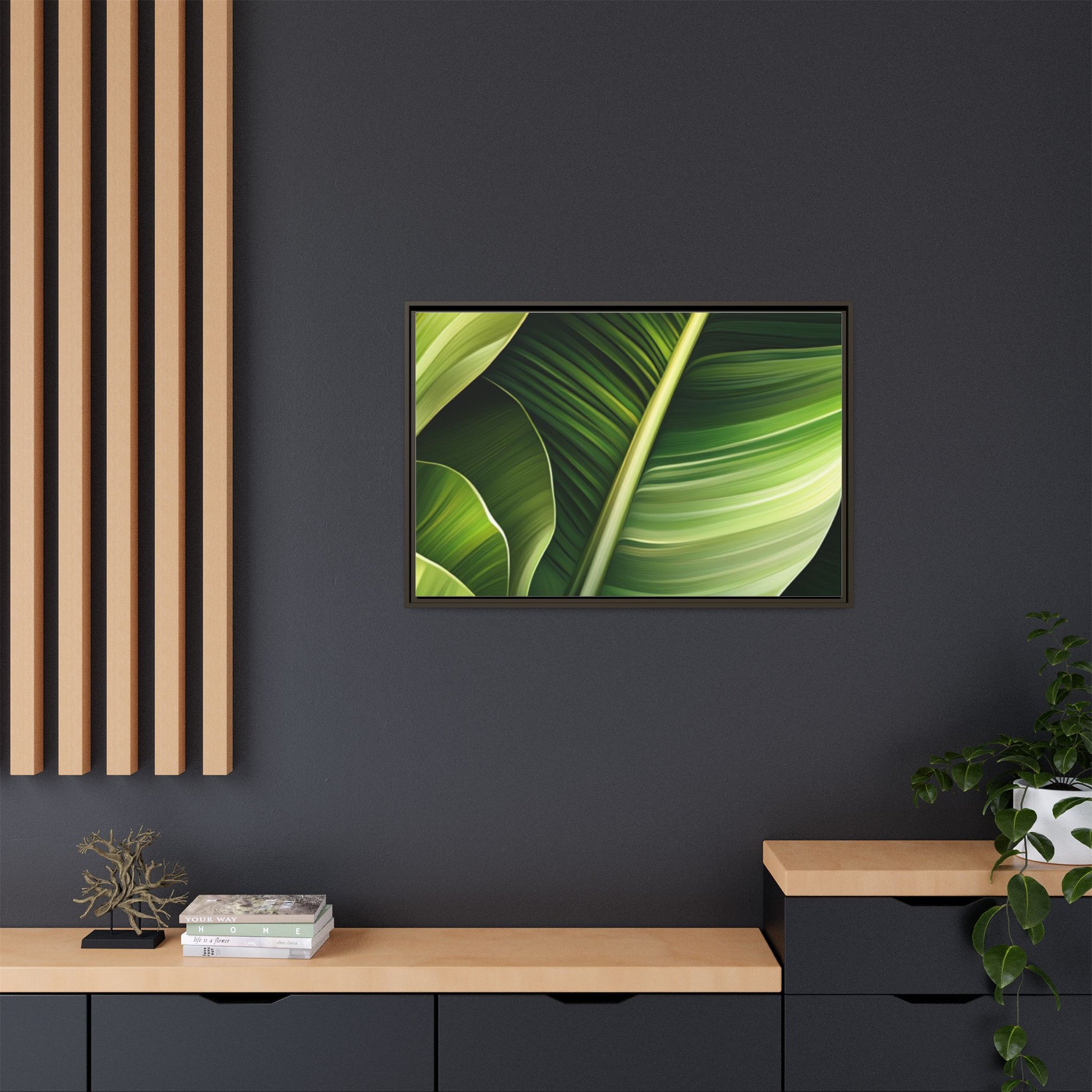 Framed Matte Canvas Tropical Leaf