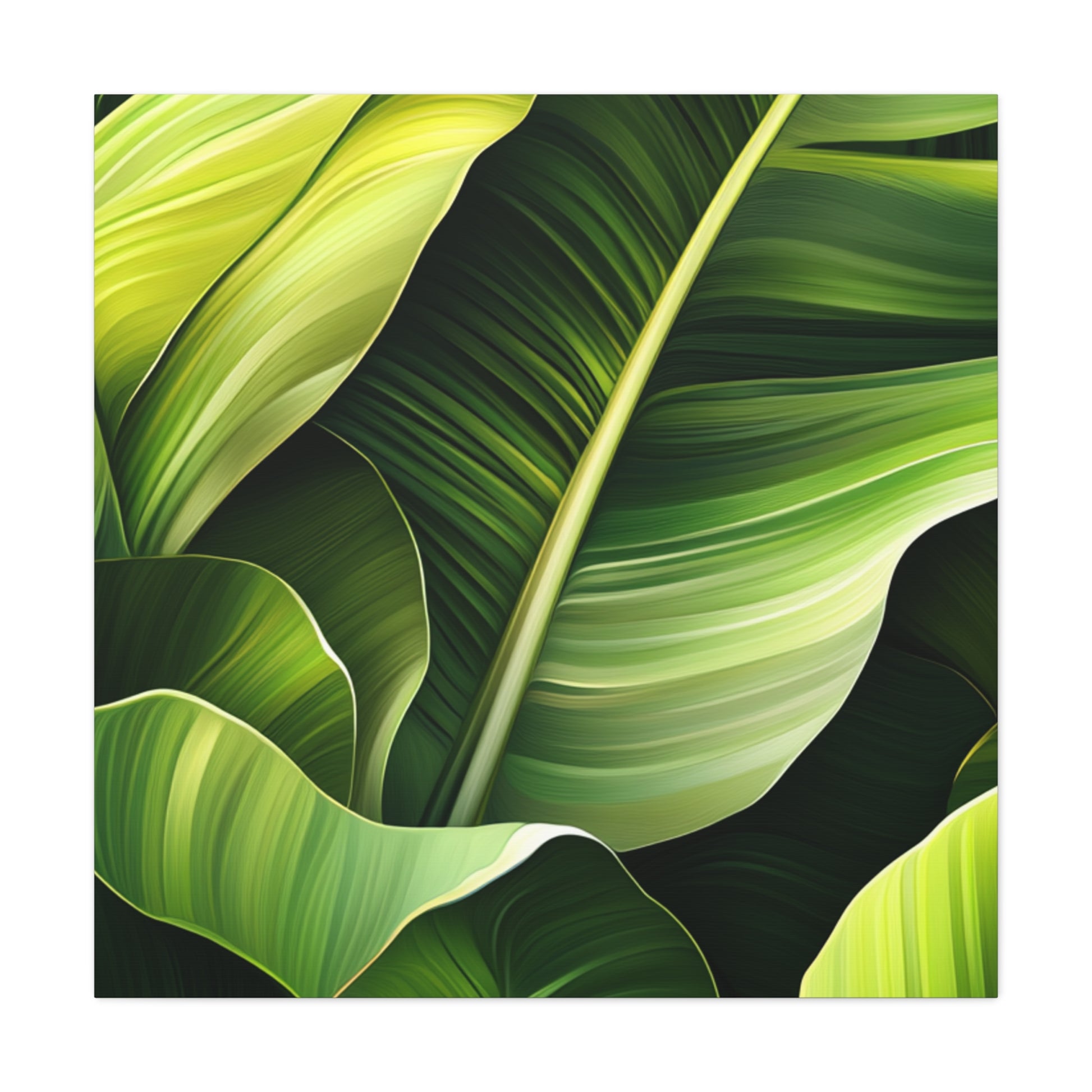 Leafy Green Canvas Art, Modern Home Decor, Tropical Wall Art, Nature-Inspired Print, Botanical Decor, Gift for Plant Lovers