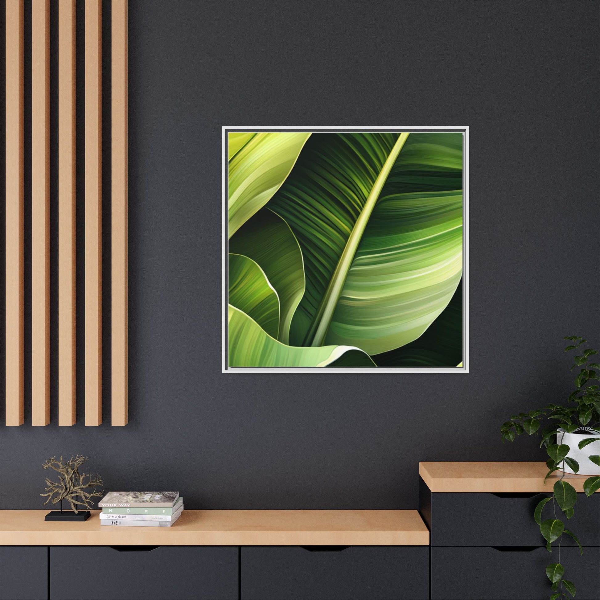 Framed Matte Canvas Tropical Leaf