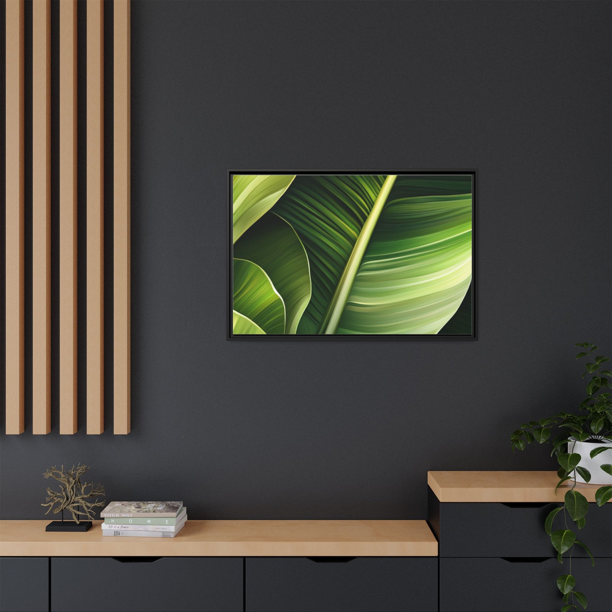 Framed Matte Canvas Tropical Leaf