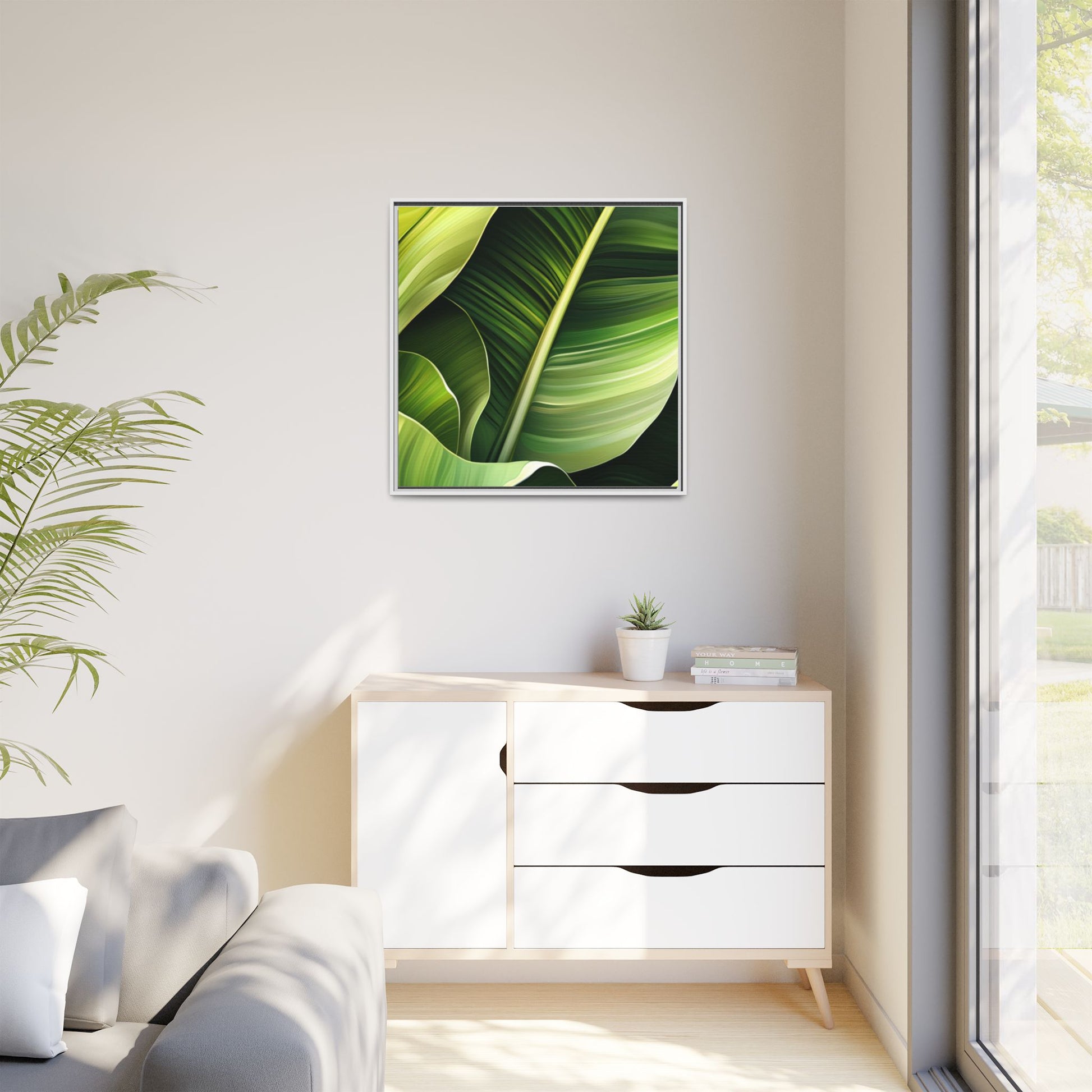 Framed Matte Canvas Tropical Leaf