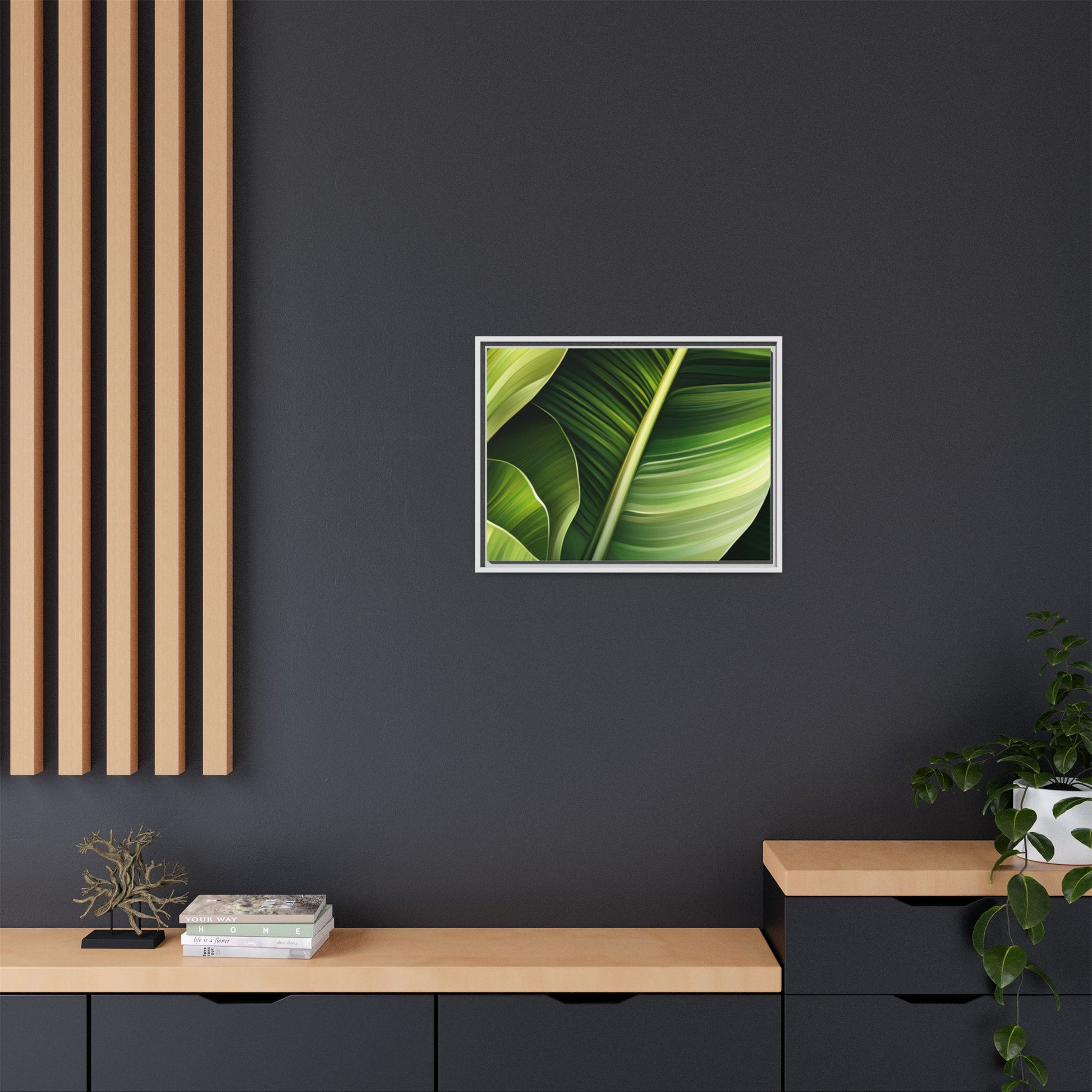 Framed Matte Canvas Tropical Leaf