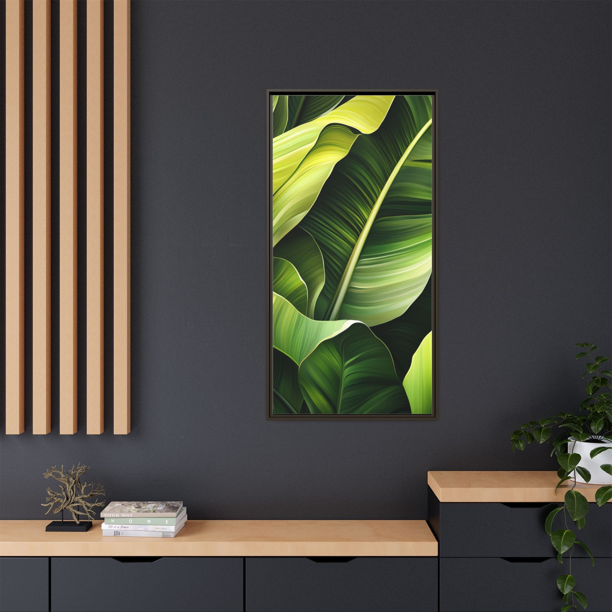 Framed Matte Canvas Tropical Leaf