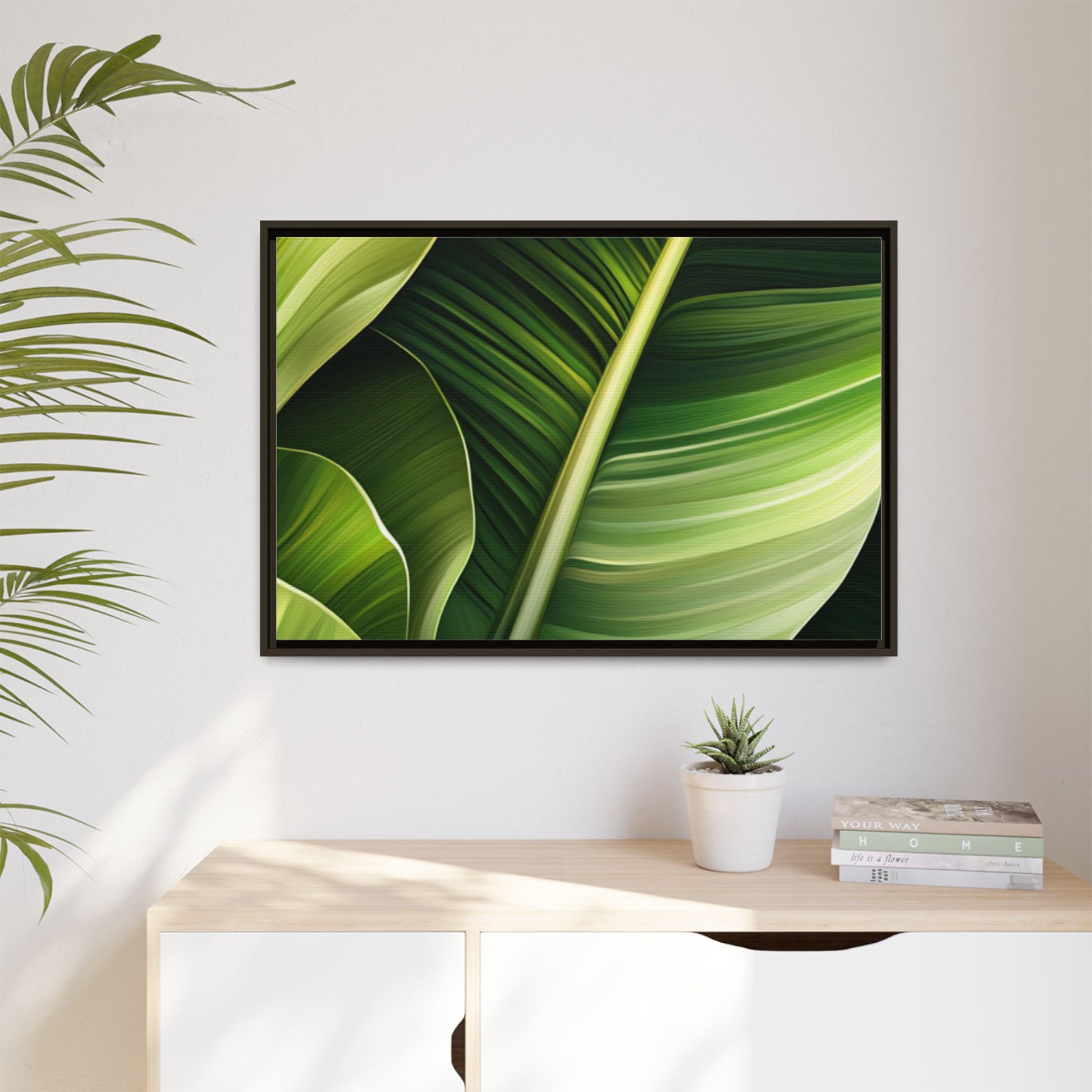 Framed Matte Canvas Tropical Leaf