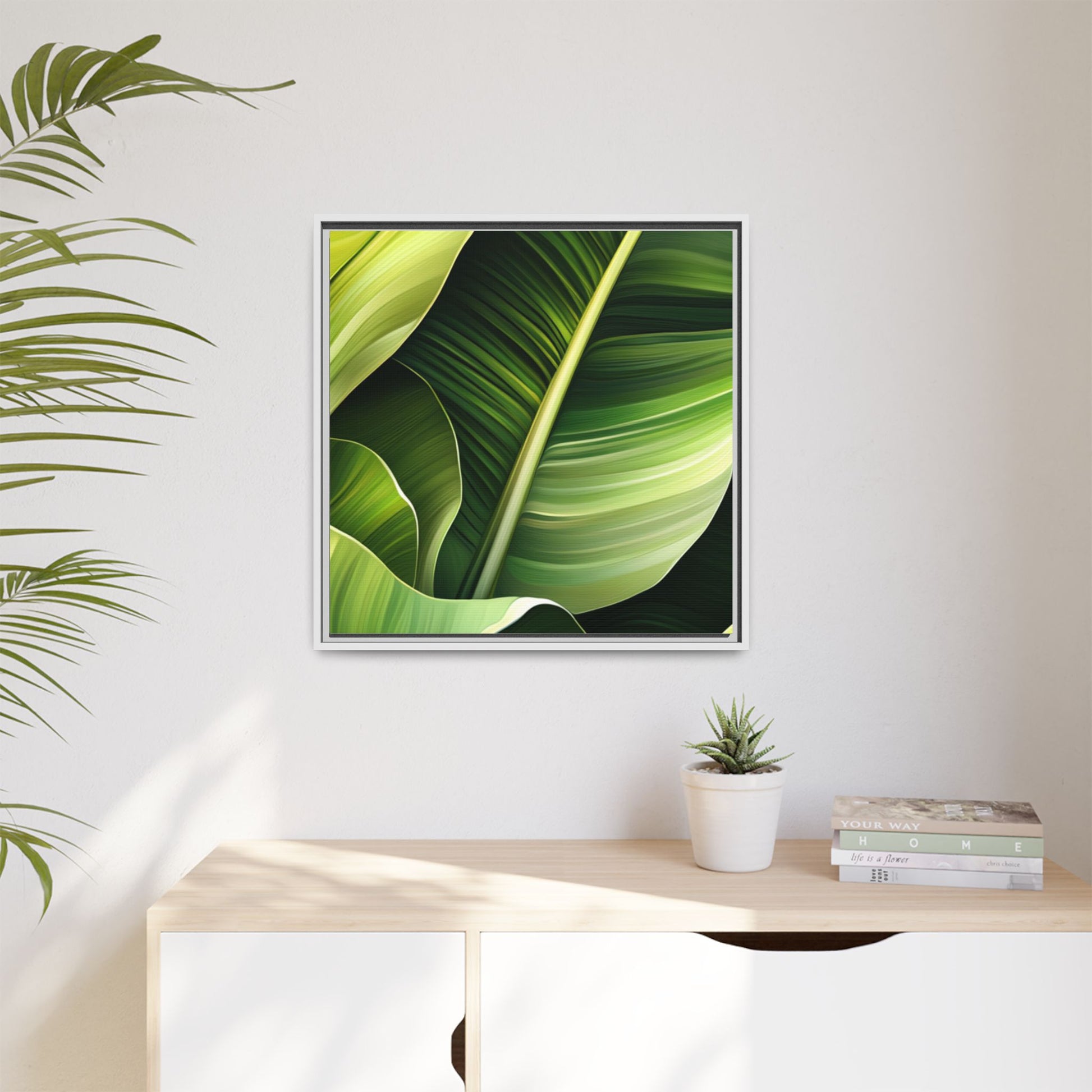 Framed Matte Canvas Tropical Leaf