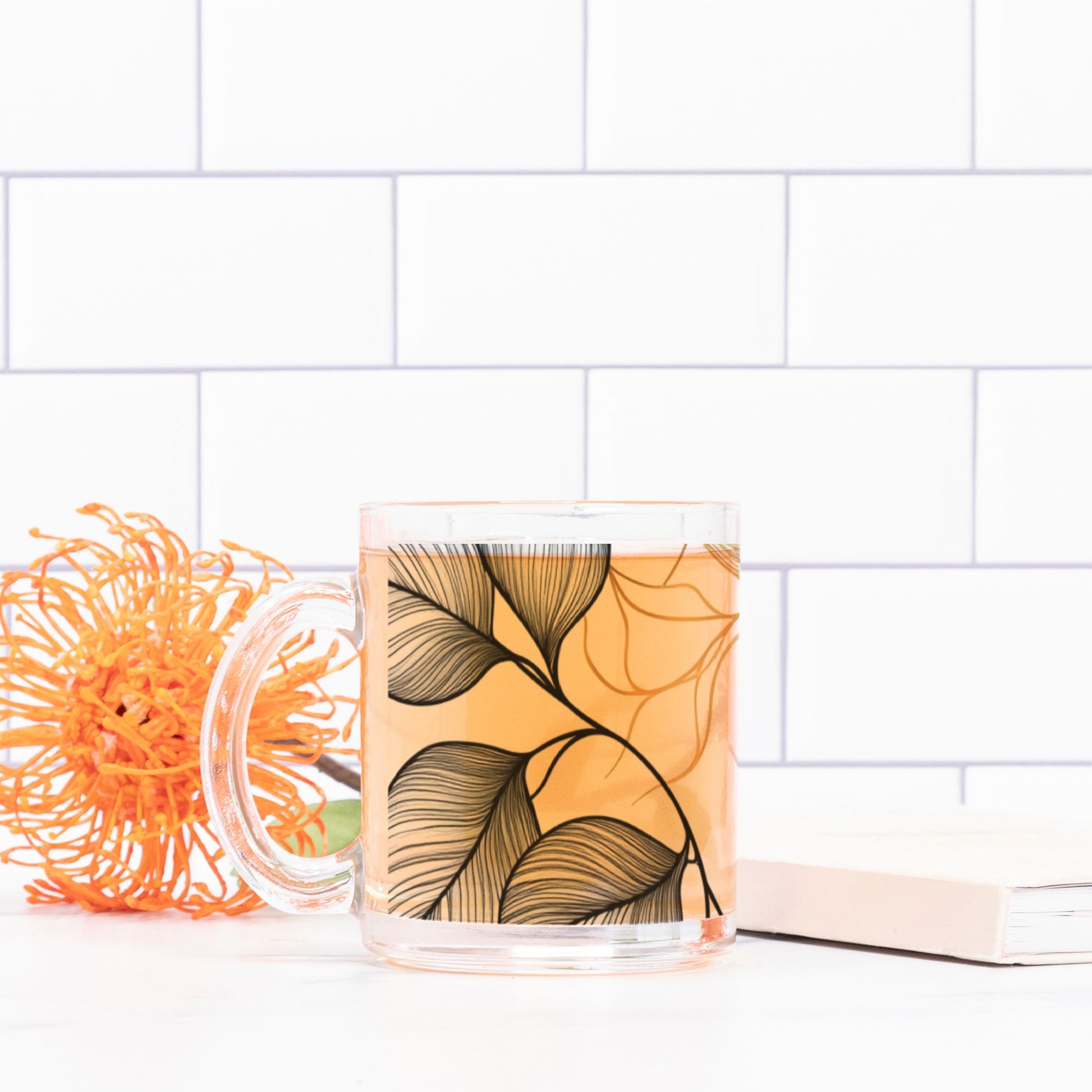 "Sophisticated Fronds" Glass Mug