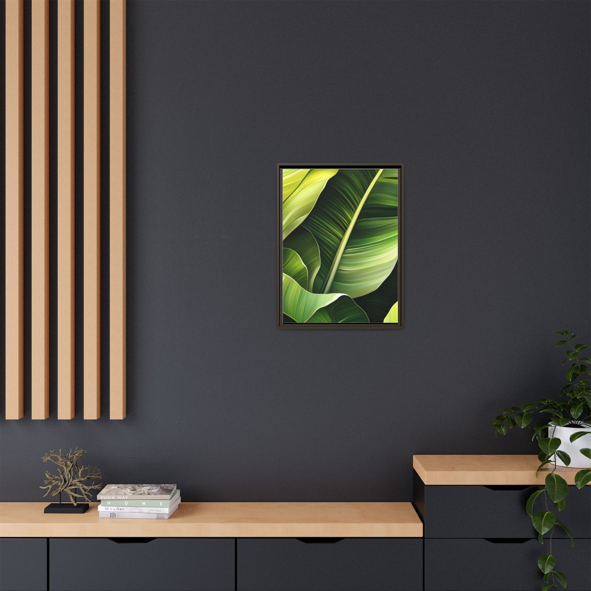 Framed Matte Canvas Tropical Leaf