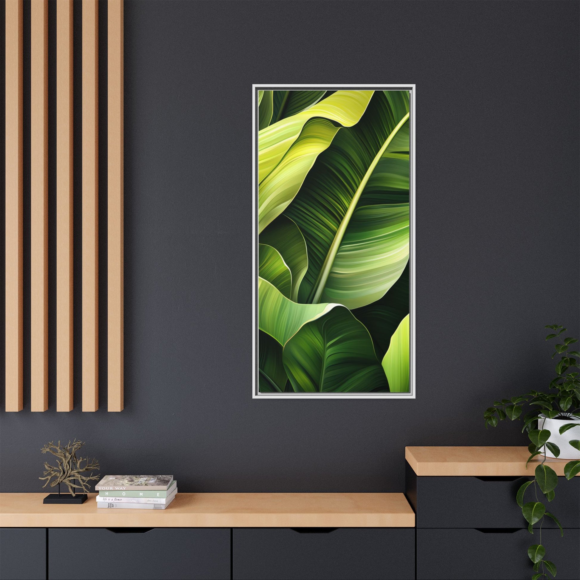 Framed Matte Canvas Tropical Leaf