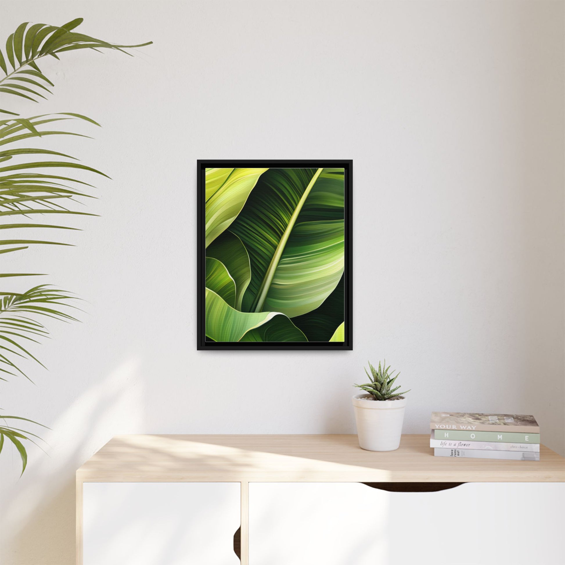 Framed Matte Canvas Tropical Leaf