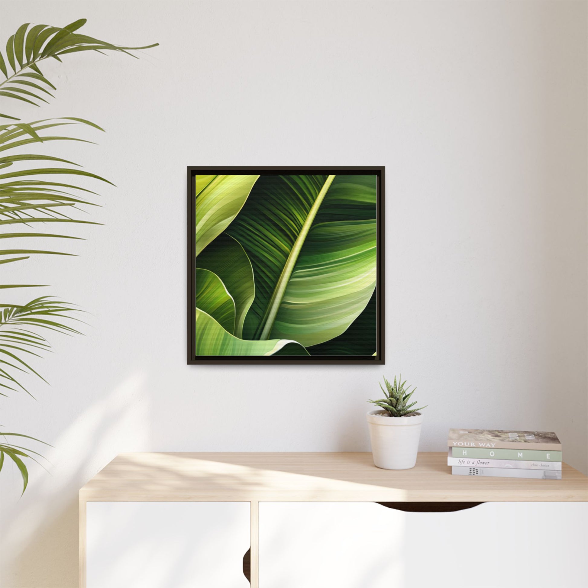 Framed Matte Canvas Tropical Leaf