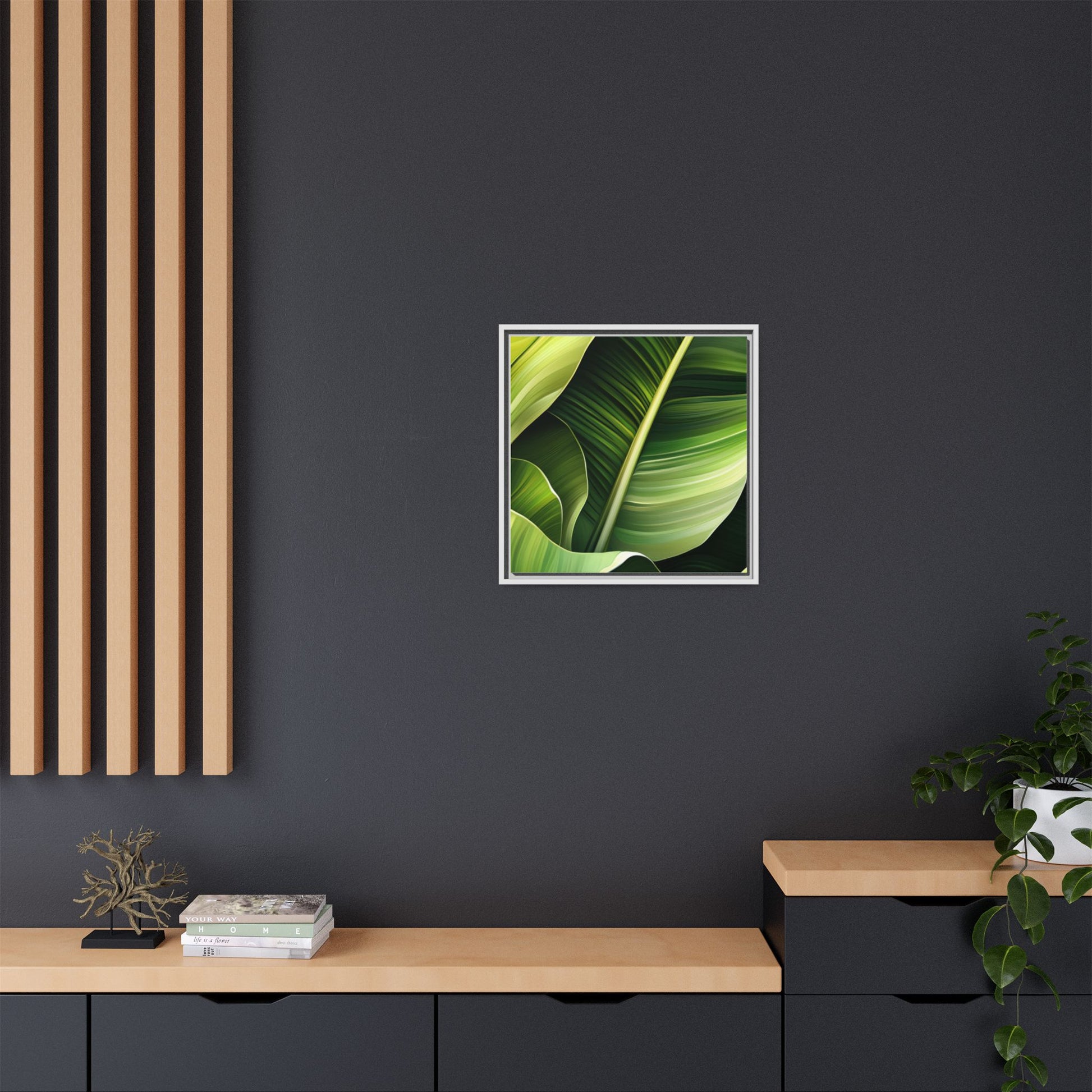 Framed Matte Canvas Tropical Leaf