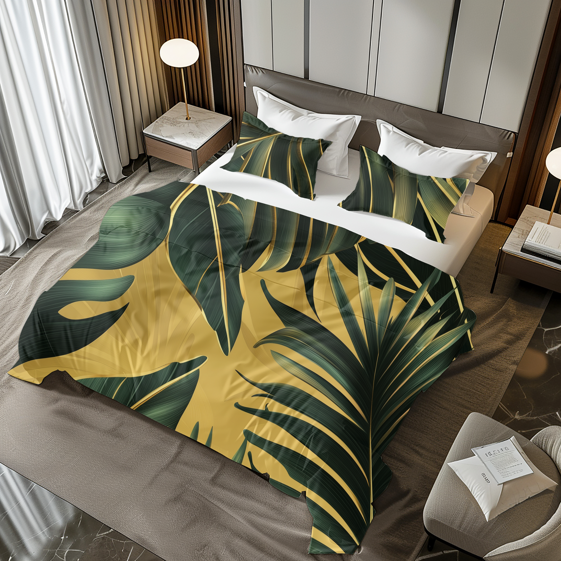"Sunlight Palm" Sateen Duvet