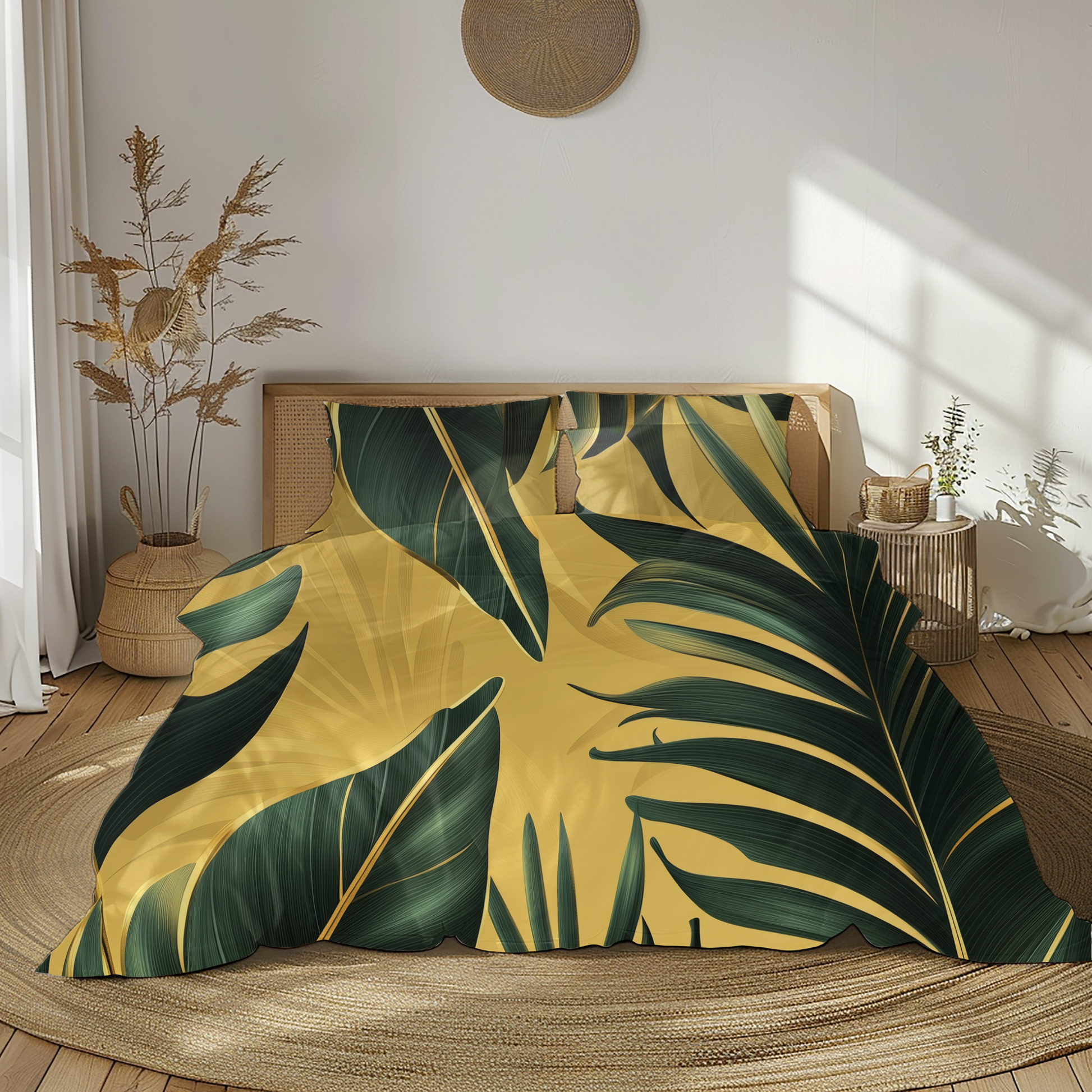 "Sunlight Palm" Sateen Duvet