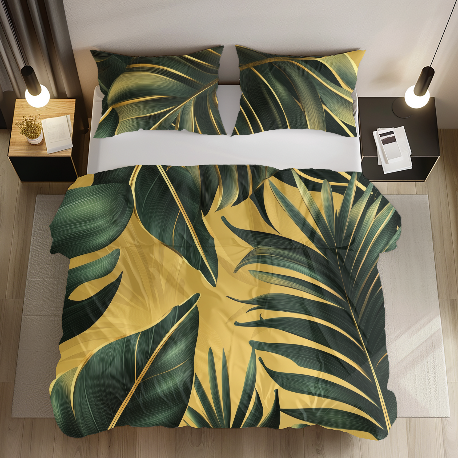 "Sunlight Palm" Sateen Duvet