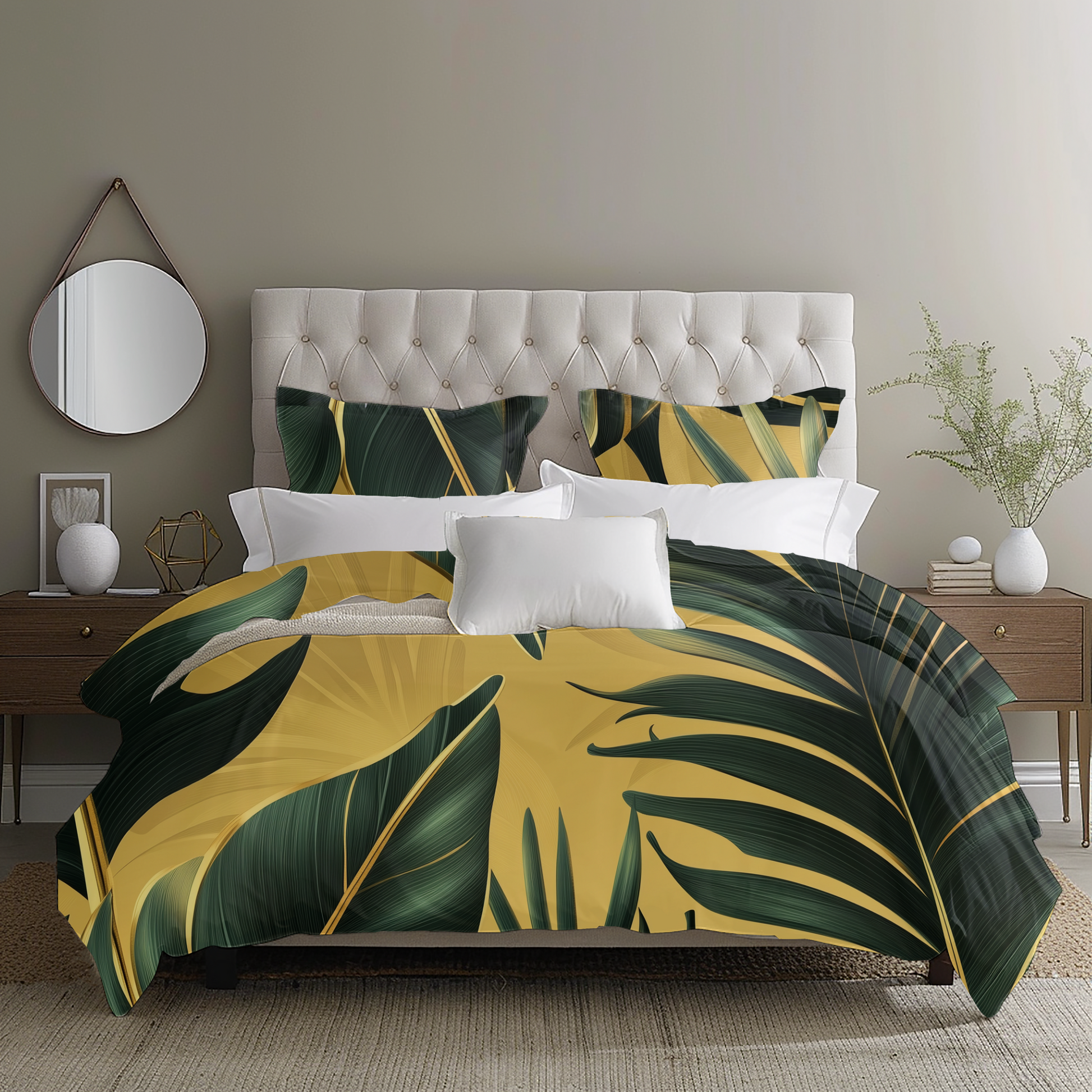 "Sunlight Palm" Sateen Duvet