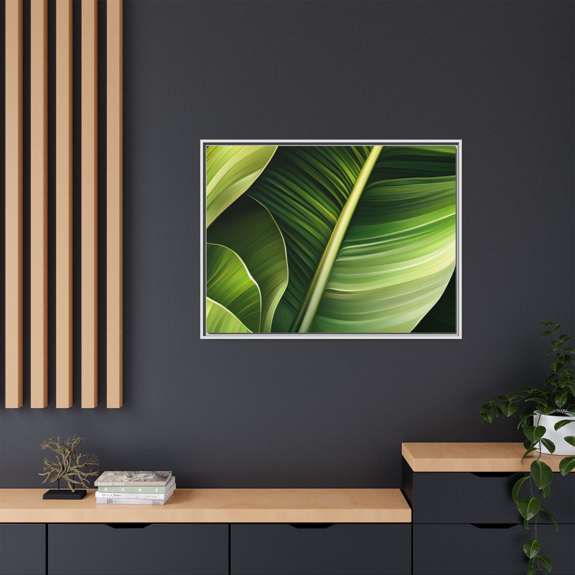 Framed Matte Canvas Tropical Leaf