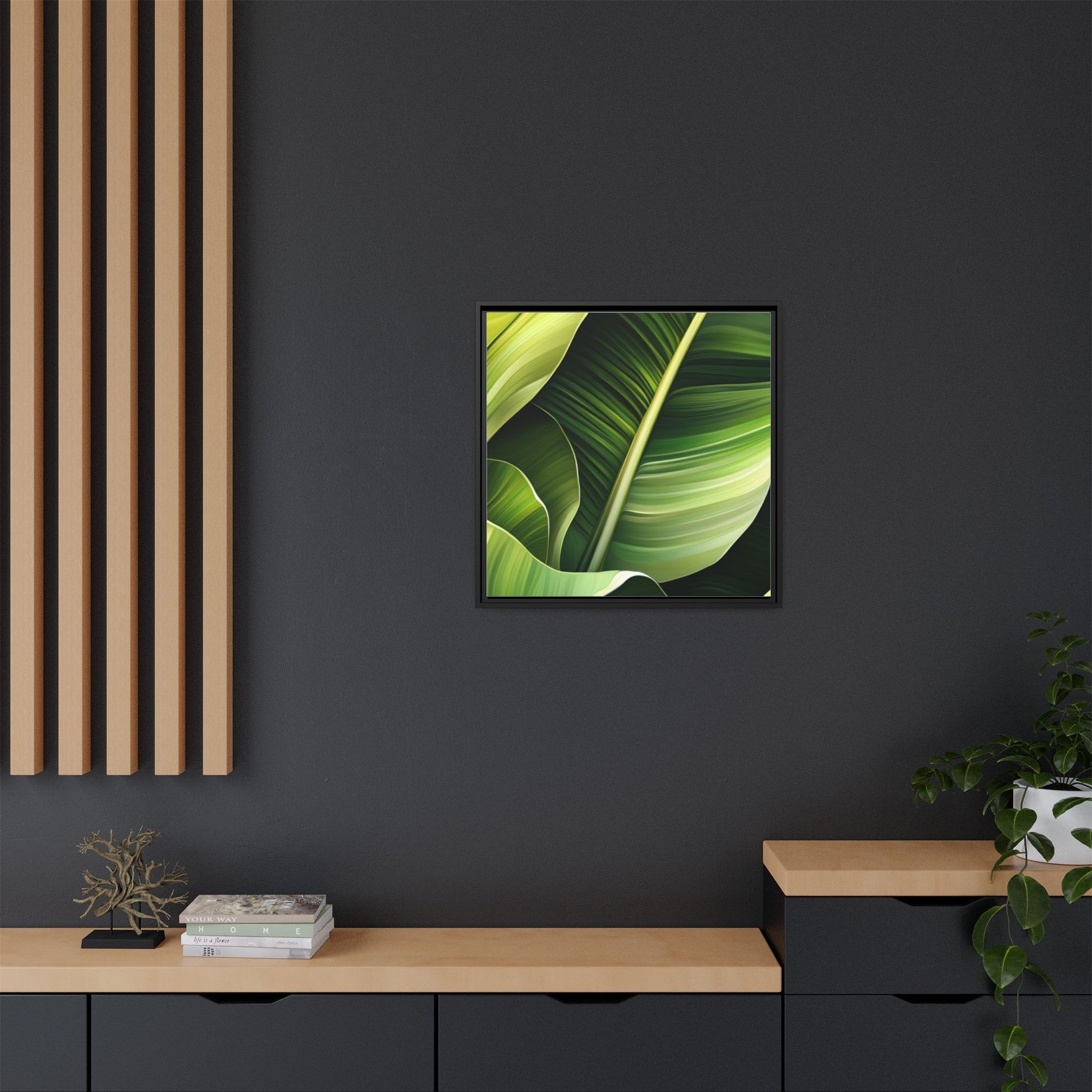 Framed Matte Canvas Tropical Leaf