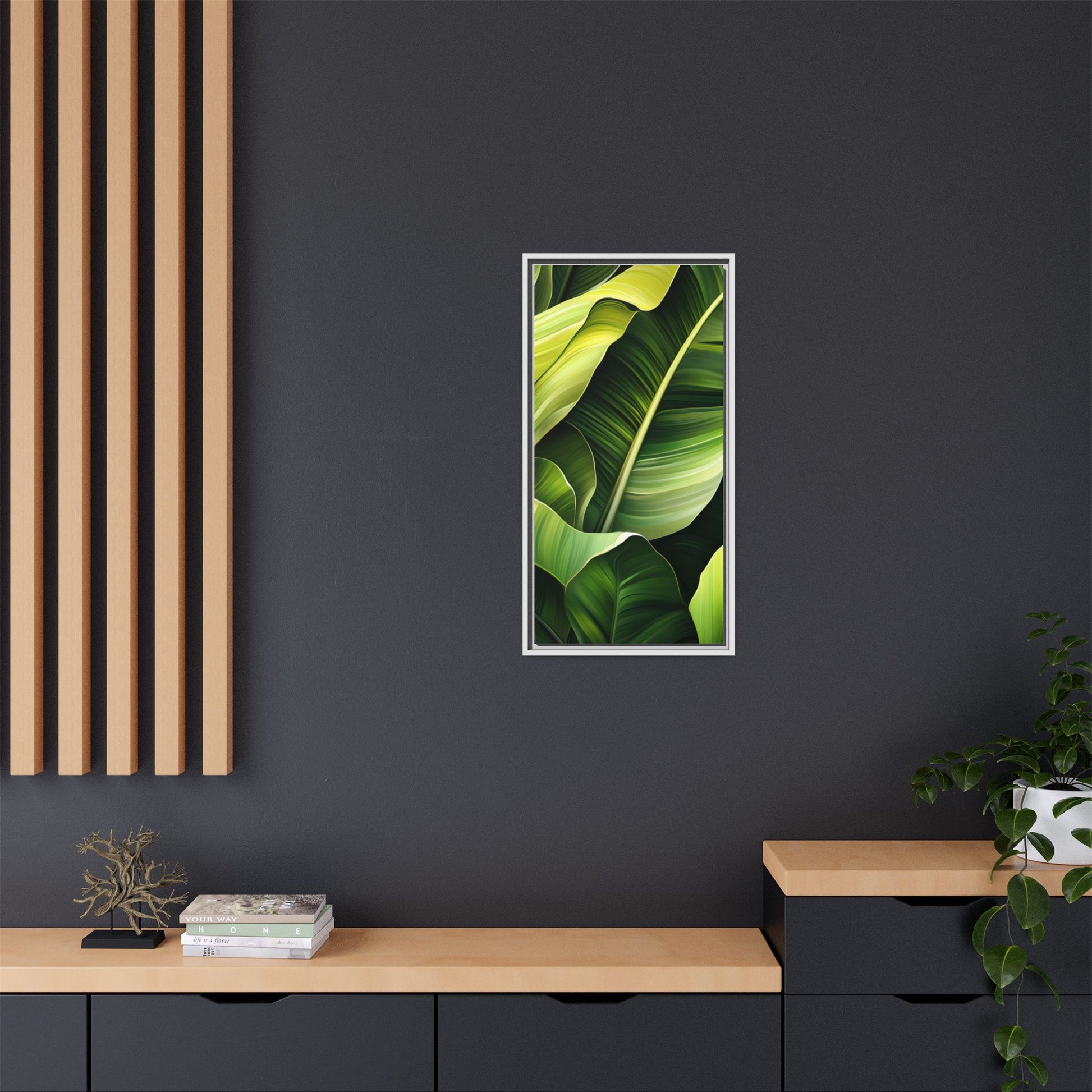 Framed Matte Canvas Tropical Leaf