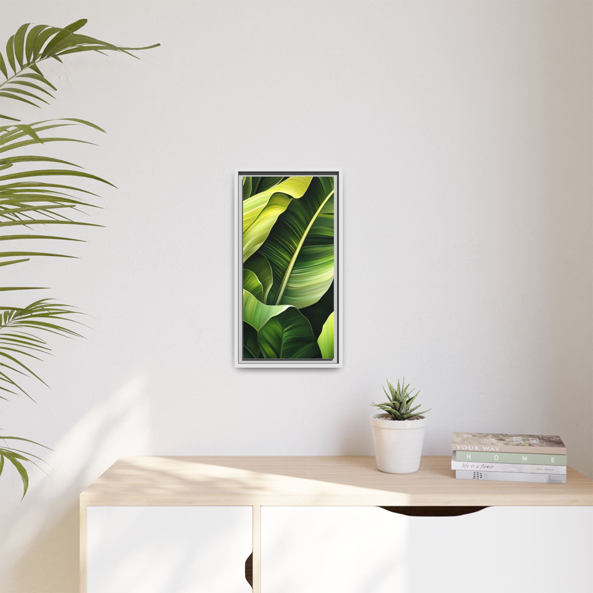 Framed Matte Canvas Tropical Leaf